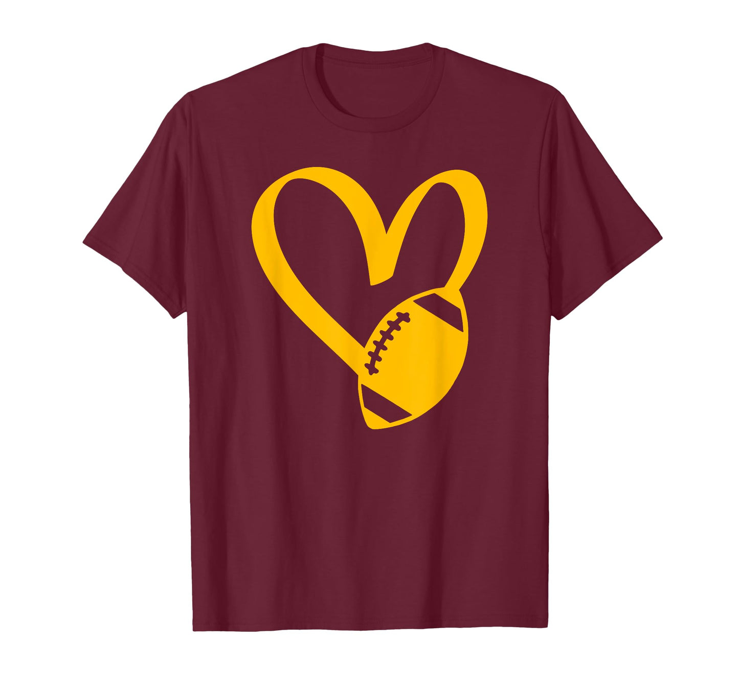 Threadrock Football Heart T-Shirt, Unisex-Adults, Black, Small, Short Sleeve, Classic Fit