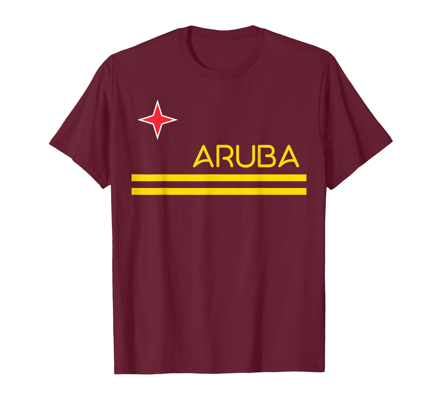 NATIONAL FLAG OF ARUBA ARUBA Flag T-Shirt Unisex-Adults Blue Small Classic Fit Cotton Short Sleeve Crew Neck Collarless T-Shirt