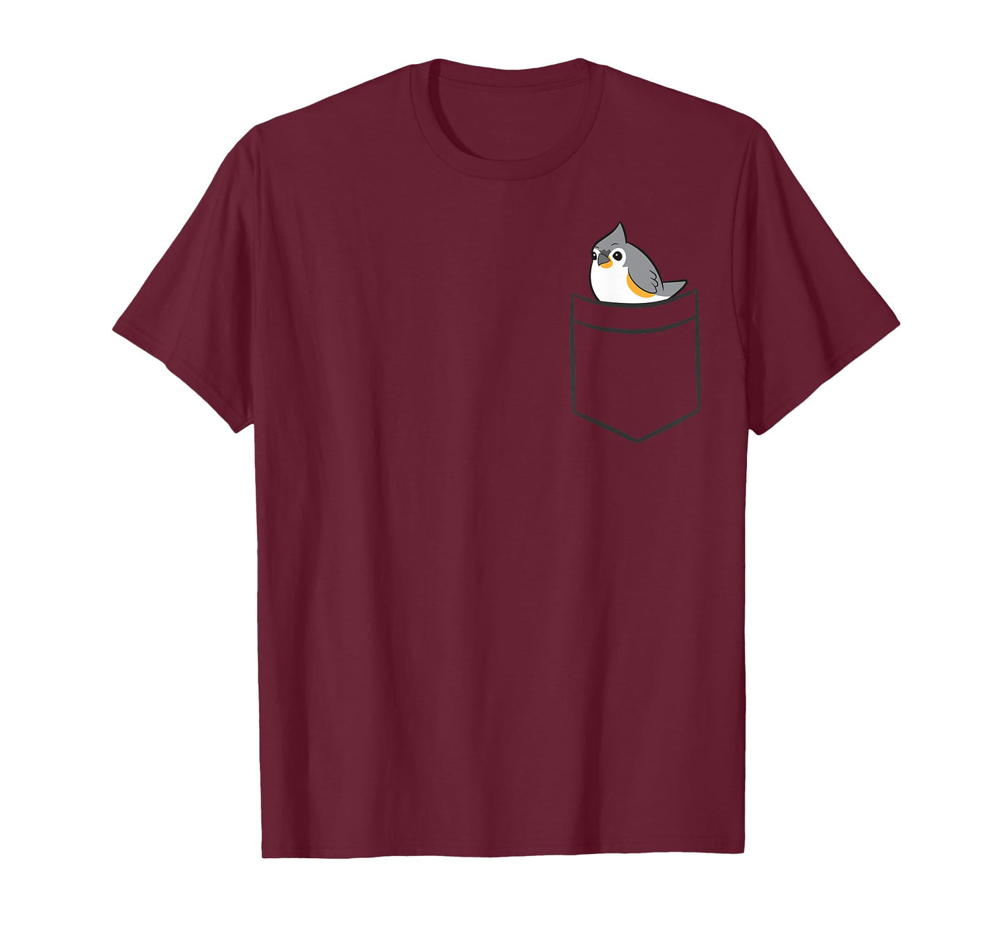 Tufted Titmouse Bird Tees - Kids' Unisex Black Cartoon Titmouse T-Shirt - Small - Classic Fit - Short Sleeve - Crew Neck - Modern - Spring/Summer