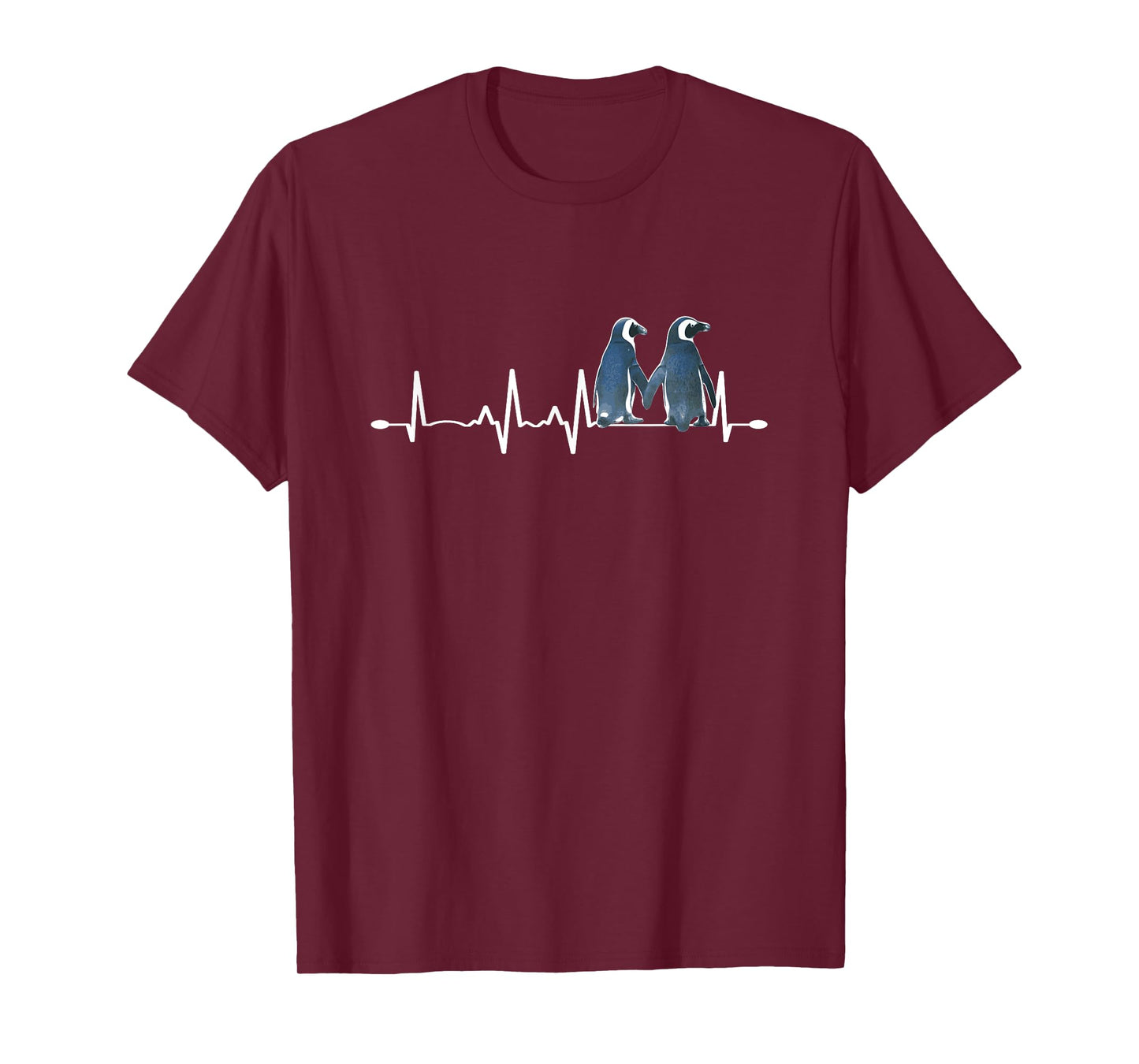 Penguin Heartbeat Love Rhythm EKG Animal Lovers Design T-Shirt
