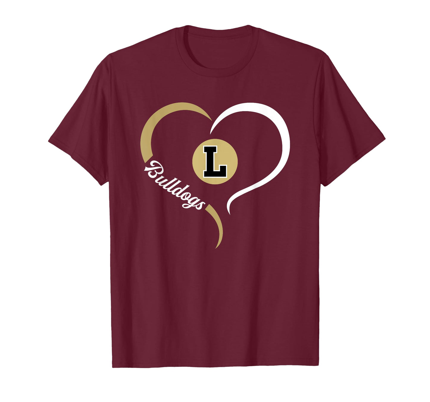 Lapel Bulldogs Logo Half Heart Slogan HS T-Shirt