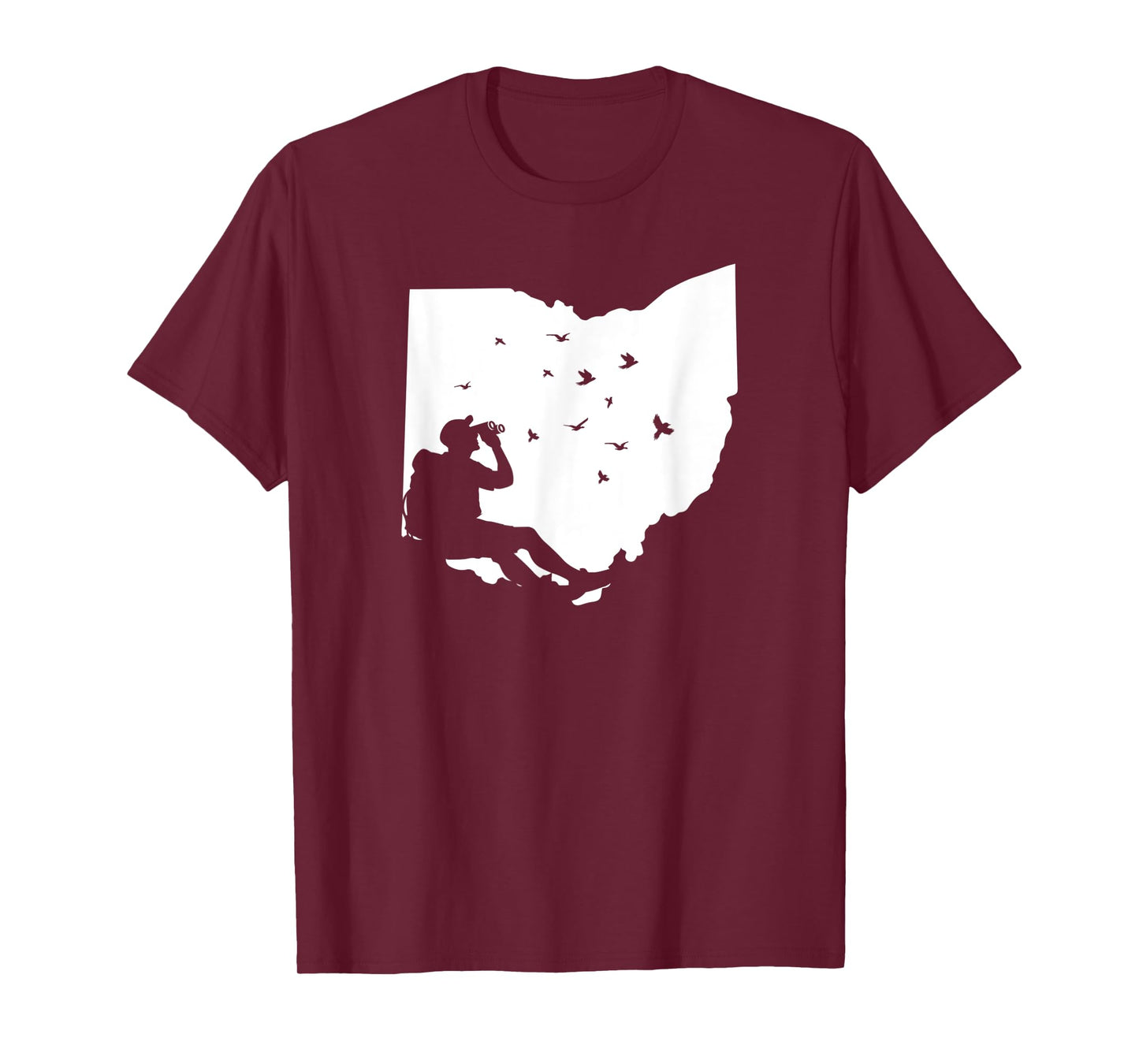 Map Ohio Bird Watching Design Birding Binoculars Birdwatcher T-Shirt