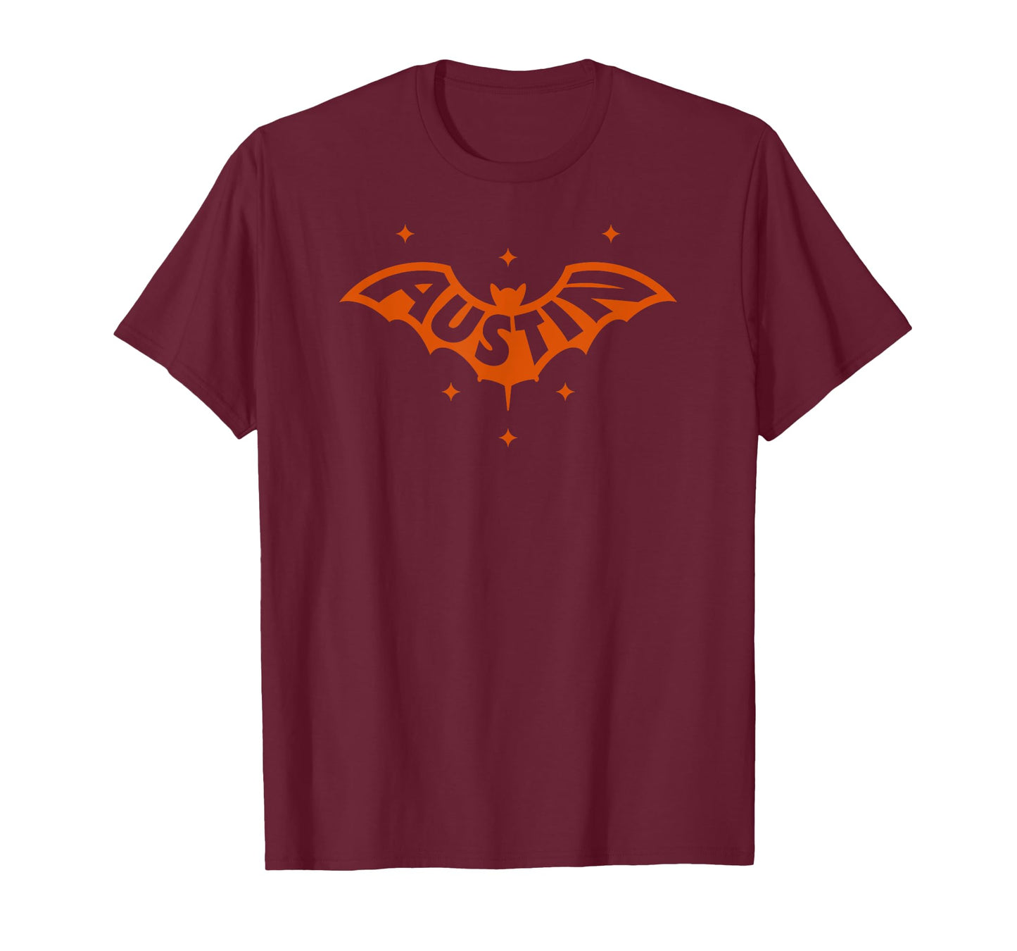 AUSTIN BAT - Austin TX Bat Logo With Stars Design In Orange T-Shirt