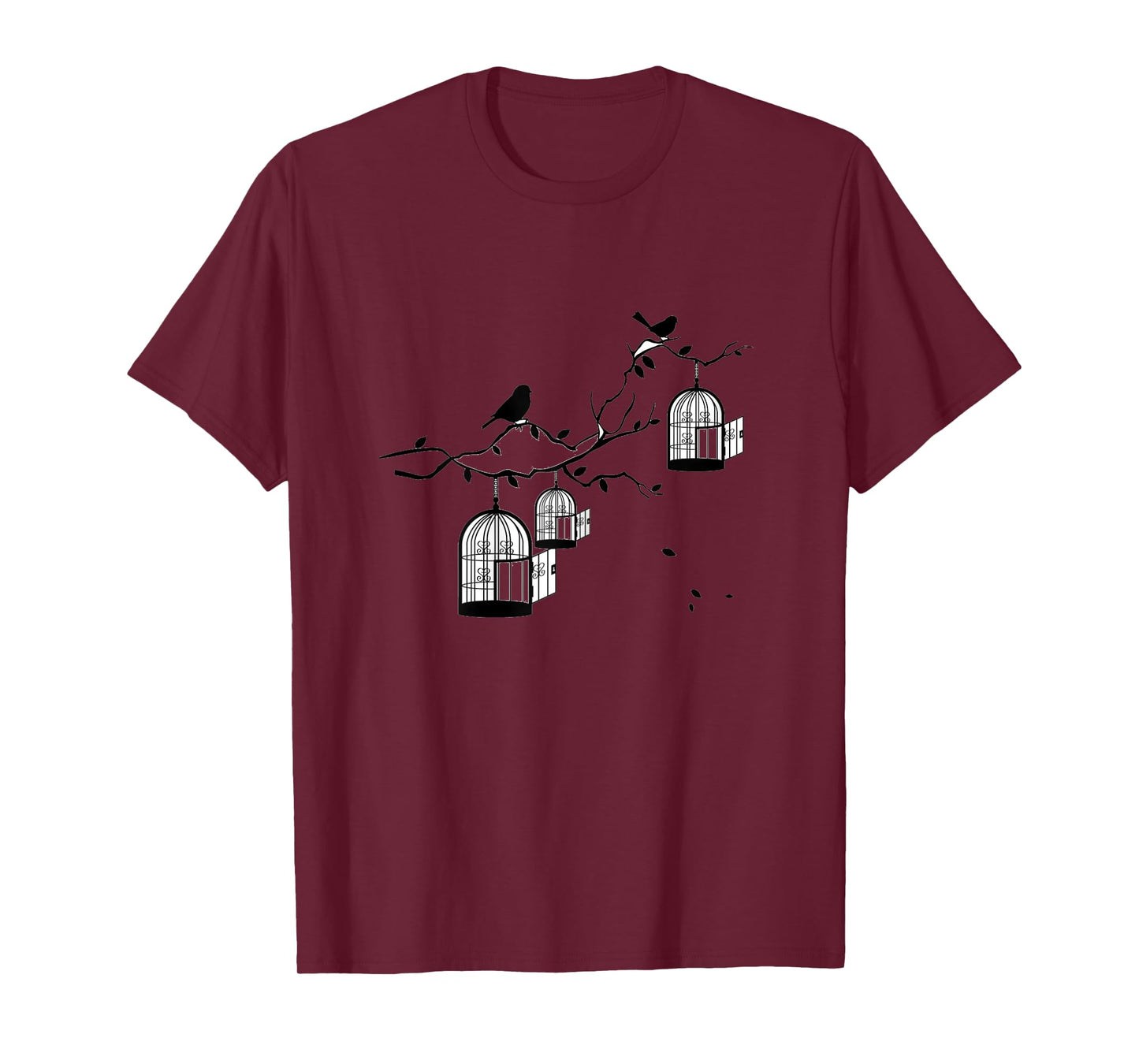 Black bird in Birdcages Tee shirt for her T-Shirt