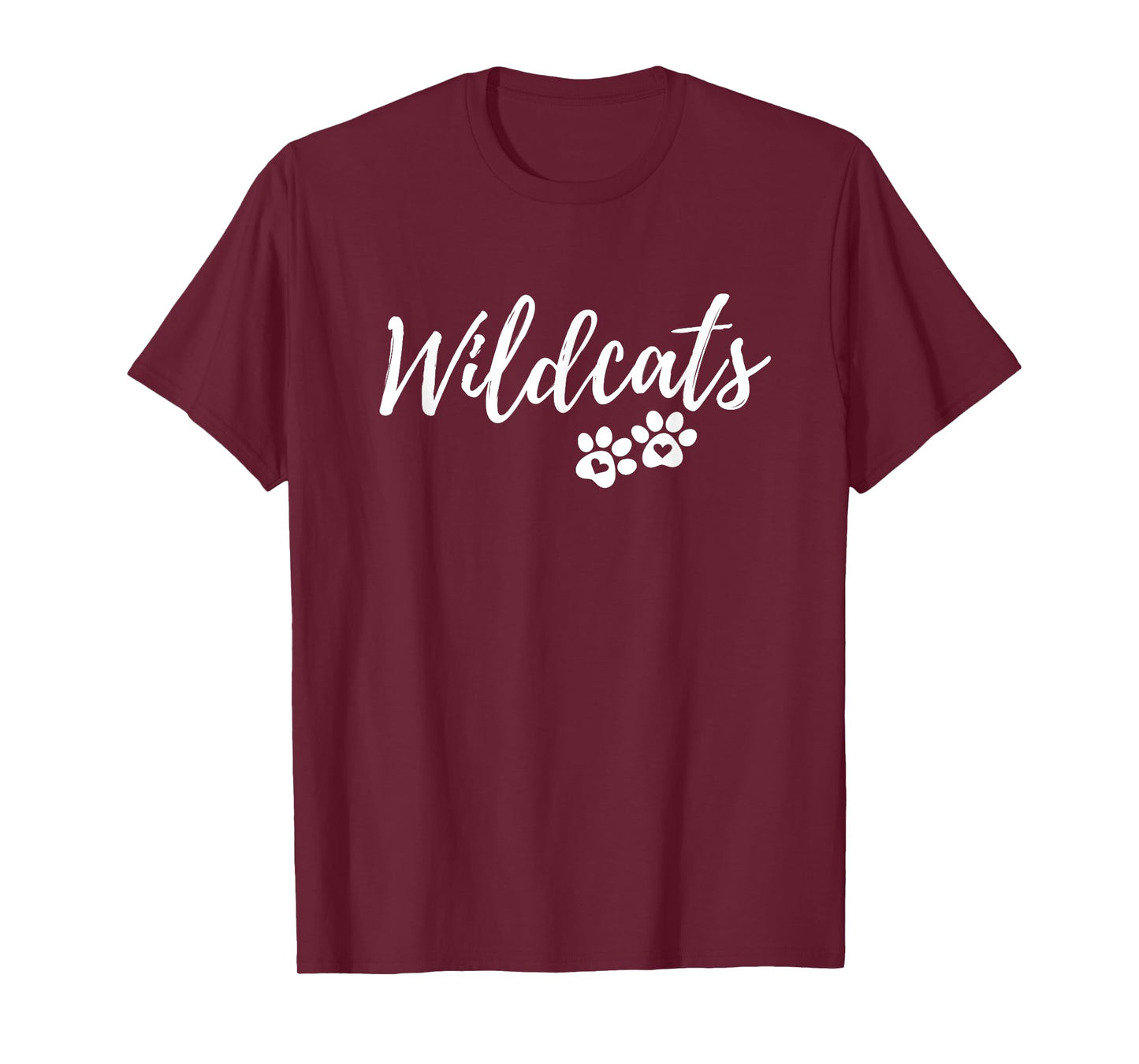 Wildcats - Fancy Script with Heart Paws T-Shirt