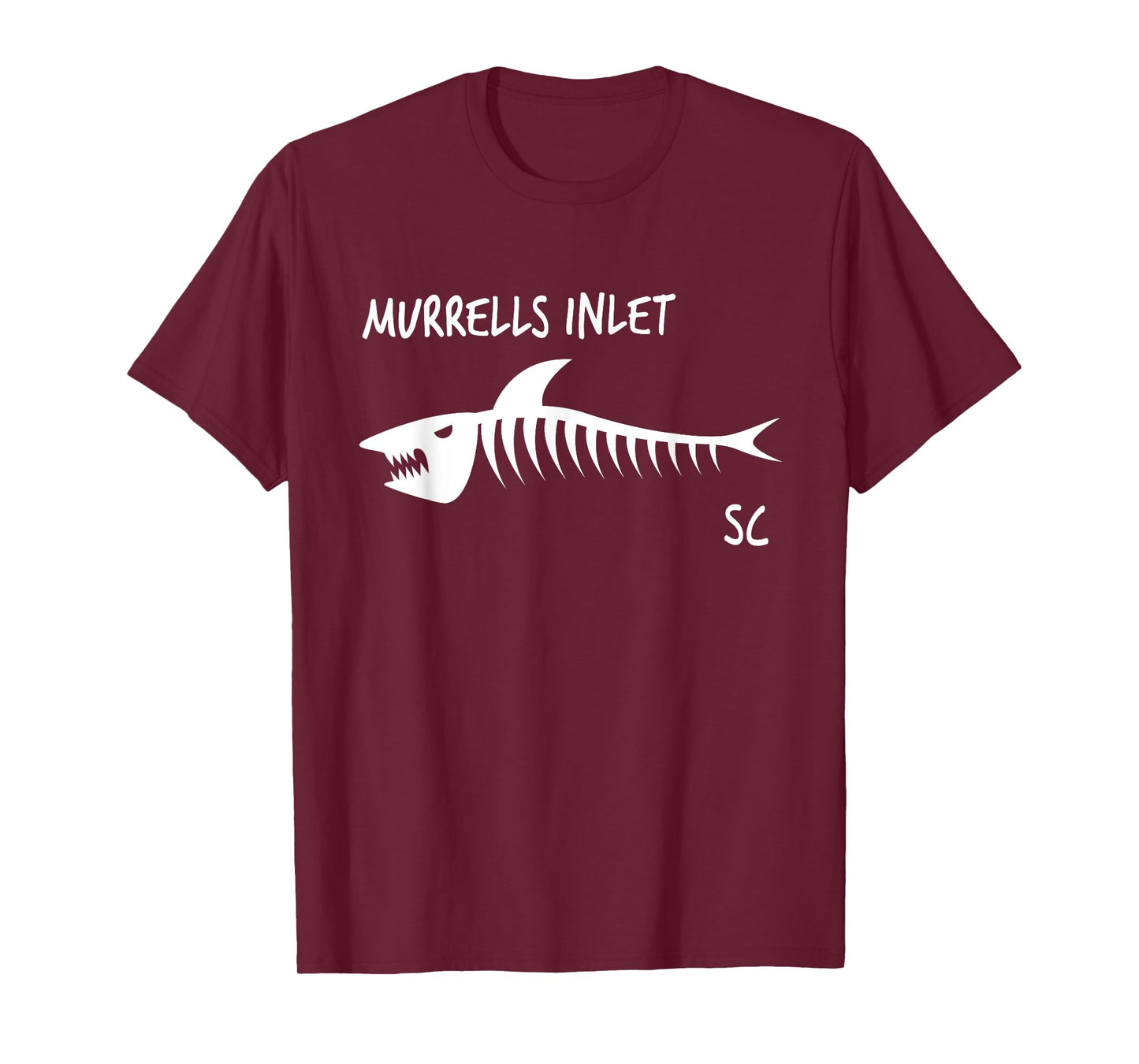 Murrells Inlet SC Shark Skeleton White Print T-Shirt