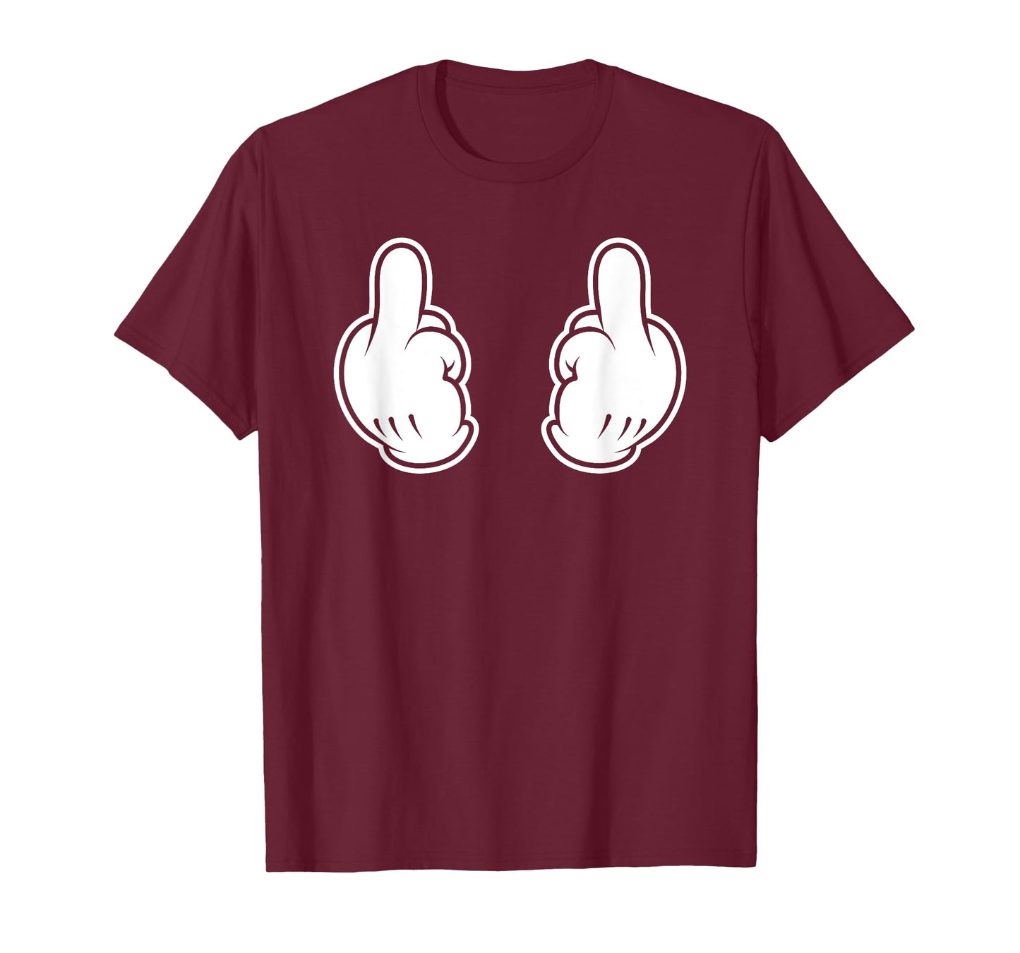 Cartoon Two Middle Fingers Flipping Off Double Bird Funny T-Shirt
