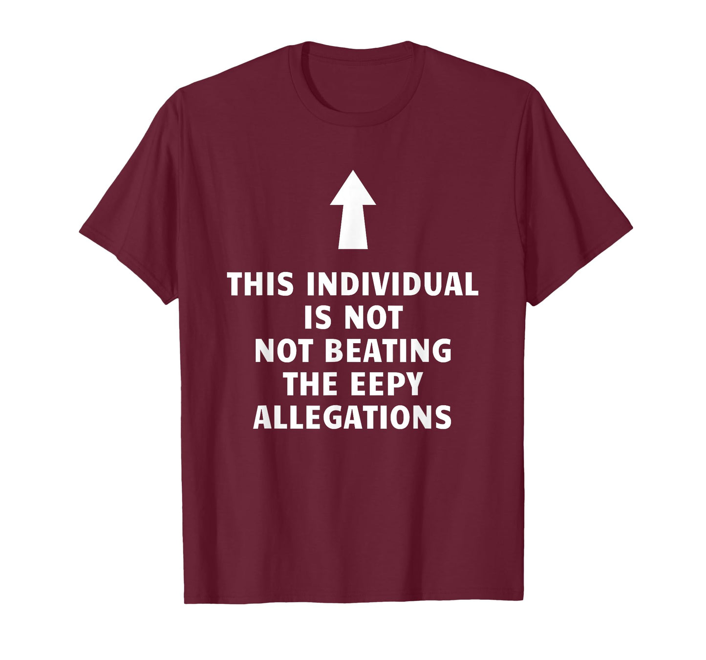 Feisty Unicorn Designs - Silly Collection This Individual Is Not Beating The Eepy Allegations Funny T-Shirt, Small, Black