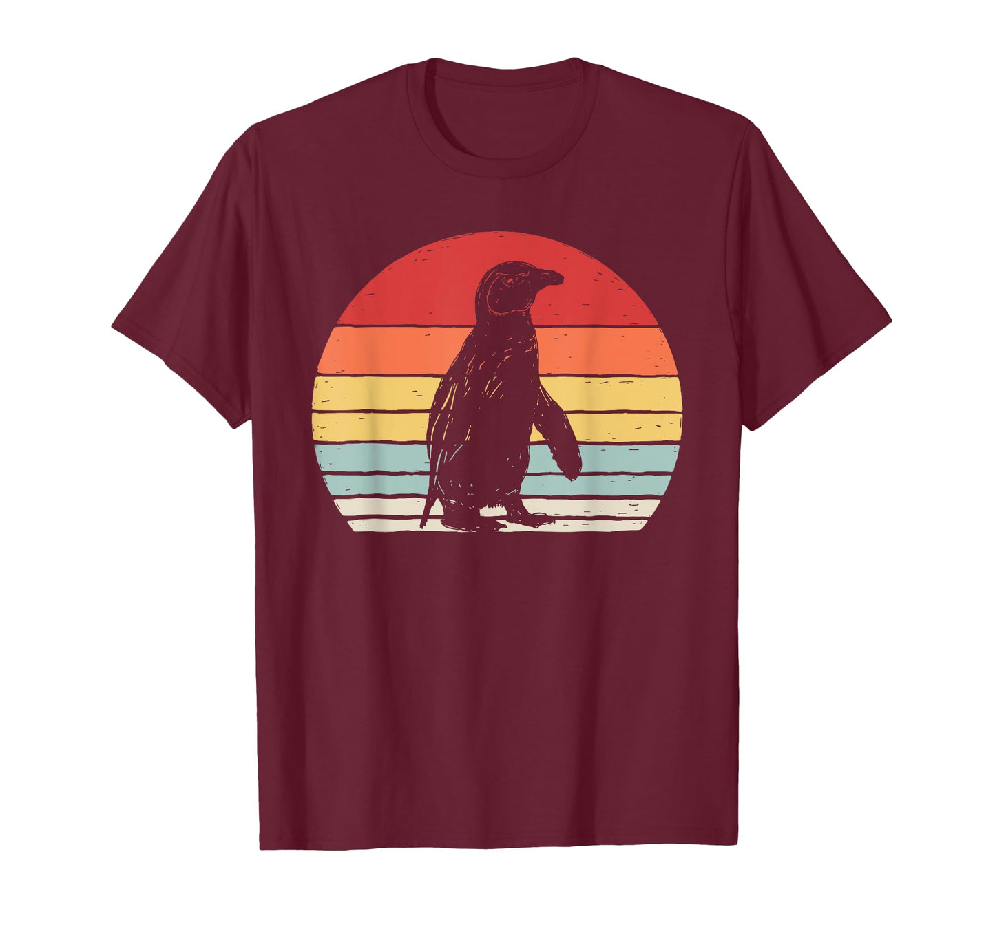 Catch Some Rays Vintage Retro African Penguin Cape Penguin Unisex-Adults Black Short Sleeve T-Shirt
