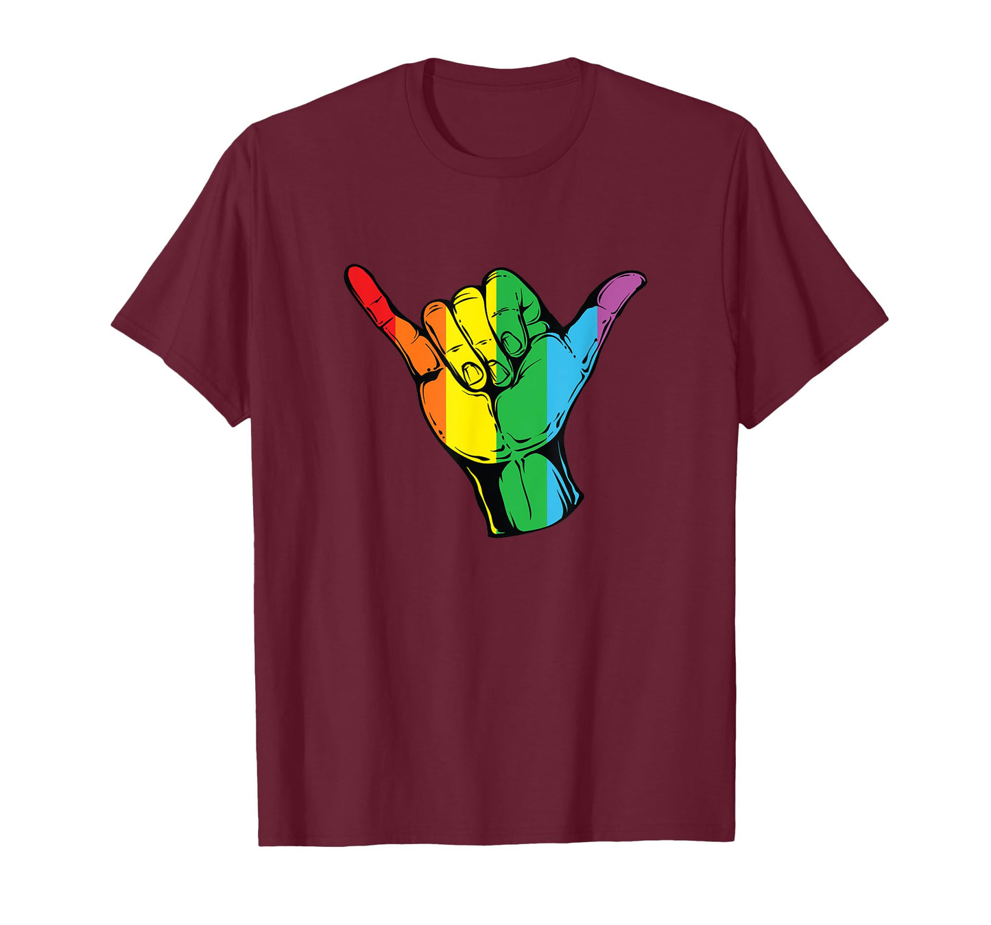 Gay Shaka Hand Sign Shirt Pride Month LGBT Flag Colors Shirt
