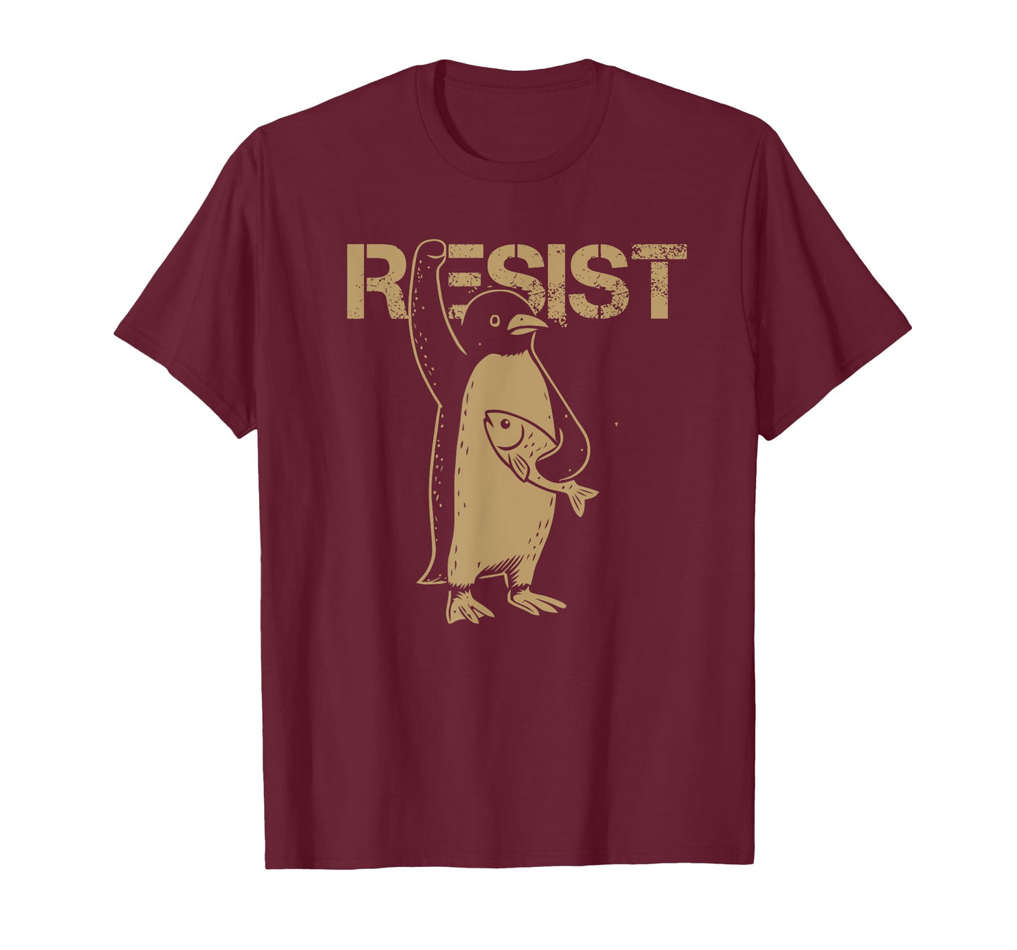 vintage Resist Penguin Fish Protest Activism Humor T-Shirt