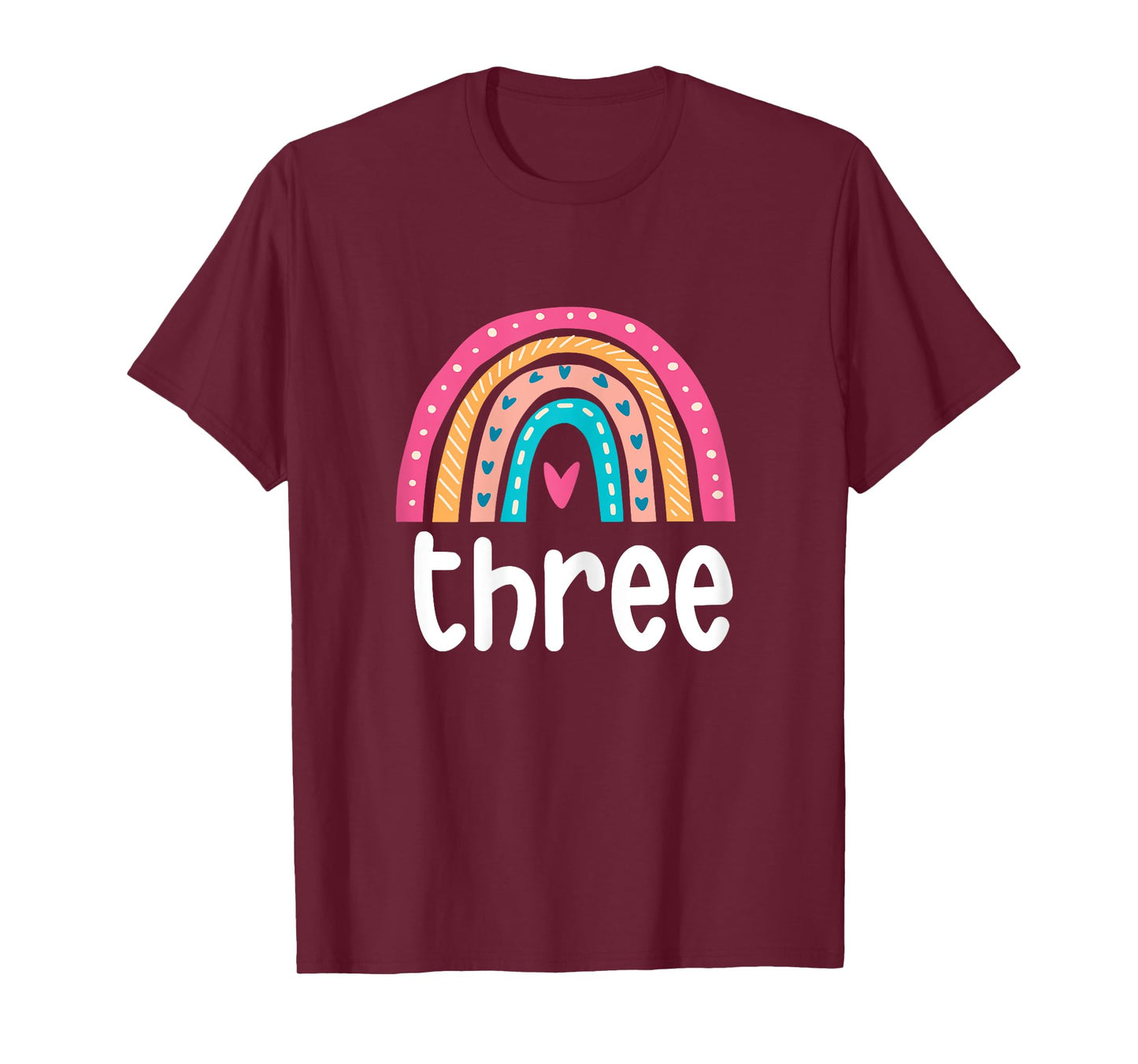 Girls 3rd Birthday Boho Rainbow Three 3 Years Old Birthday T-Shirt