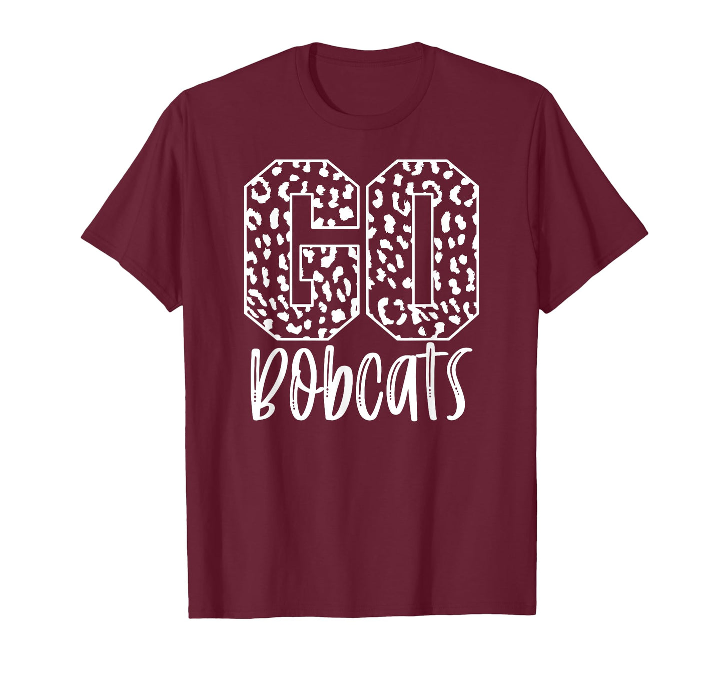 Bobcats Team Mascot School Spirit Game Night Leopard Print T-Shirt