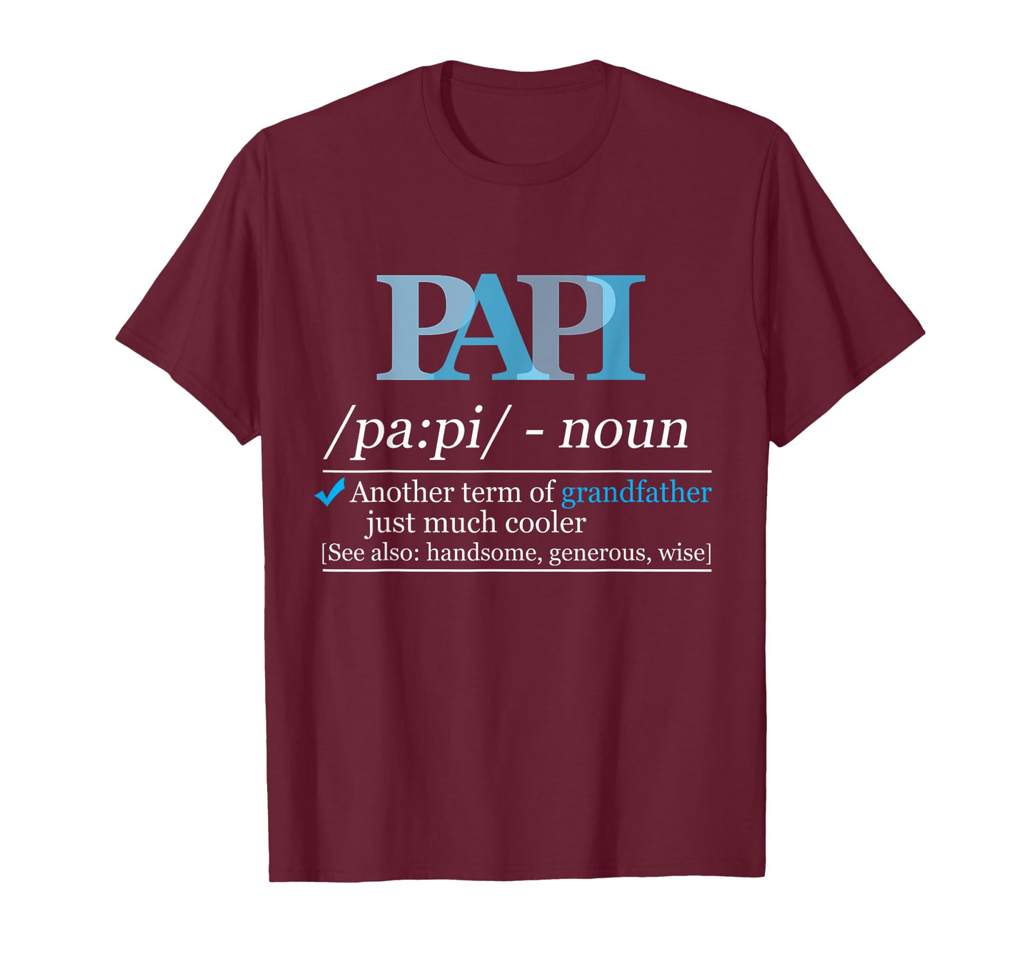 Definition Papi Funny Grandpa Dad Fathers Day Christmas T-Shirt
