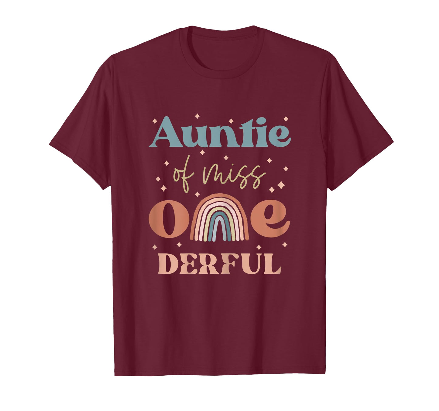 Auntie of Miss Onederful Boho Rainbow Niece First Birthday T-Shirt
