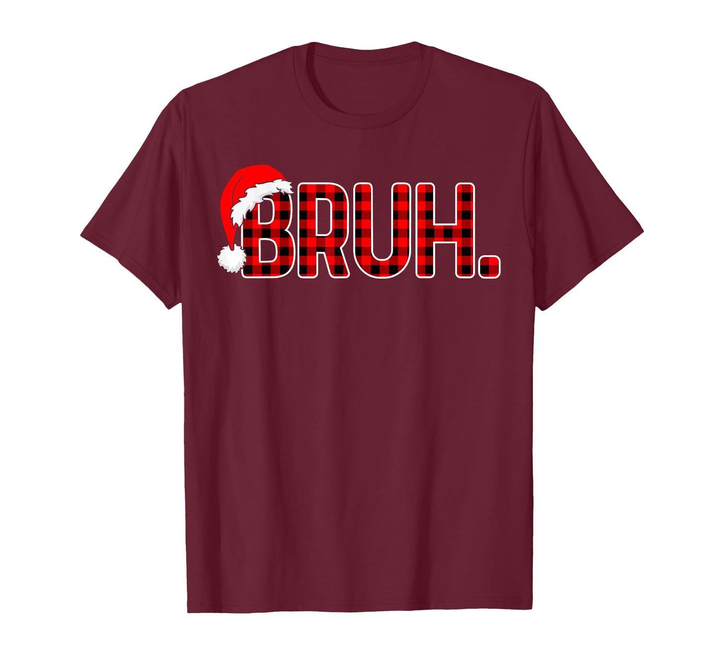 Bruh Funny Christmas Plaid Teens Boys Men Kids Xmas Pajamas T-Shirt