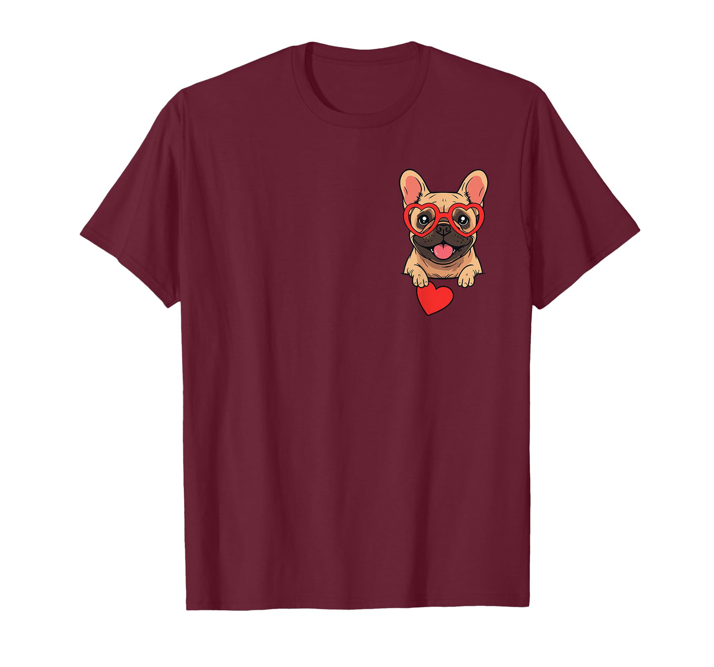 French Bulldog Heart Pocket Cute Frenchie Valentines Day Dog T-Shirt