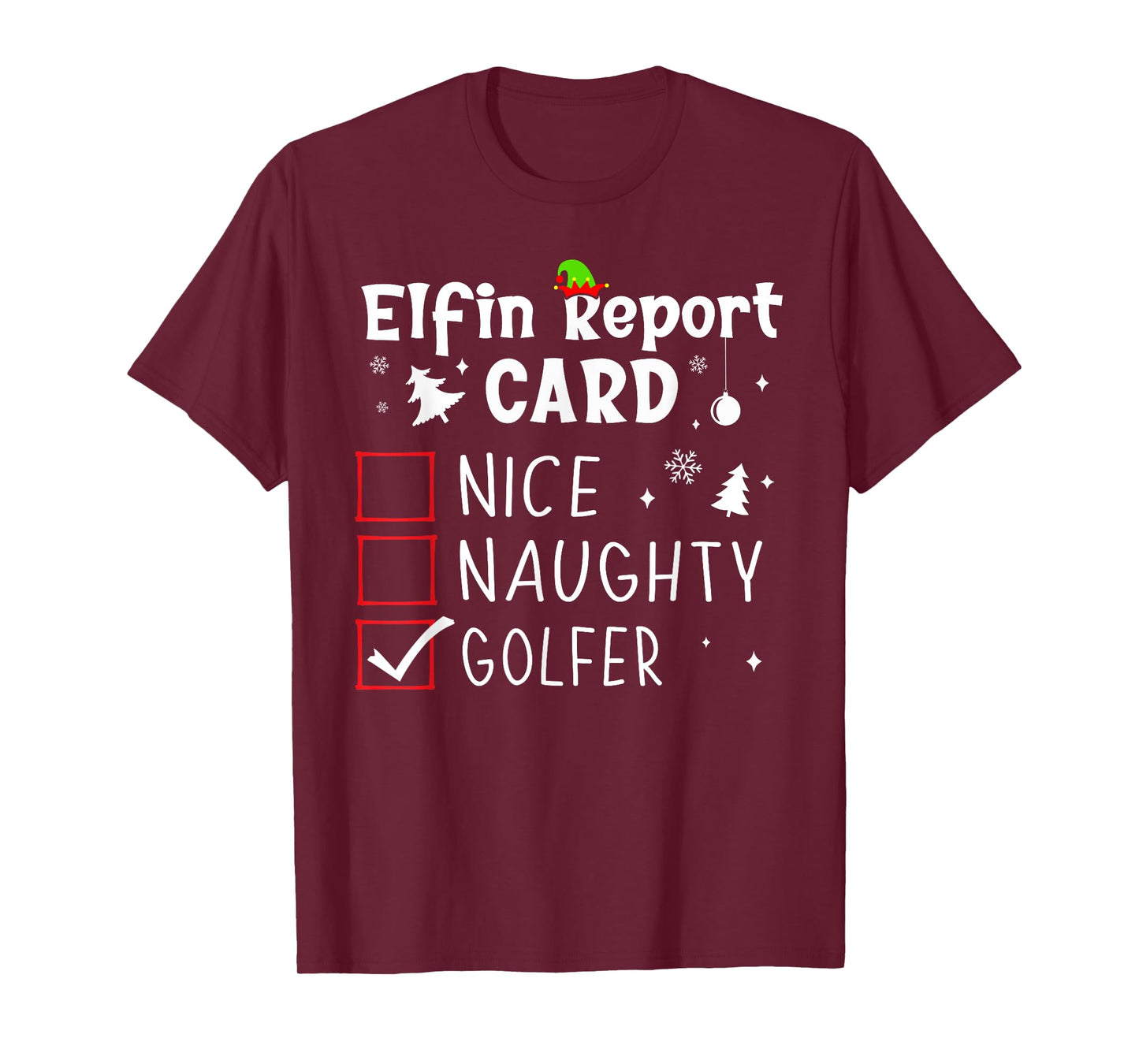 Golf Christmas Nice Naughty Funny Xmas List Golfer Golfing T-Shirt