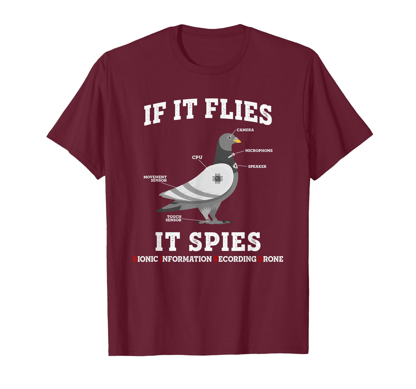 If It Flies, It Spies Birds Are Not Real Drone Anatomy Funny T-Shirt