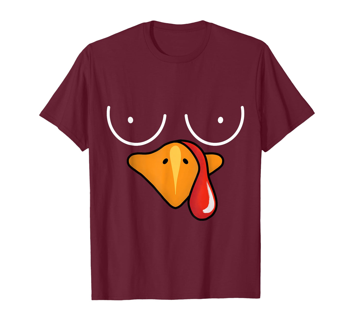Coolest Turkey Face Funny Thanksgiving Day Boobs for Women T-Shirt