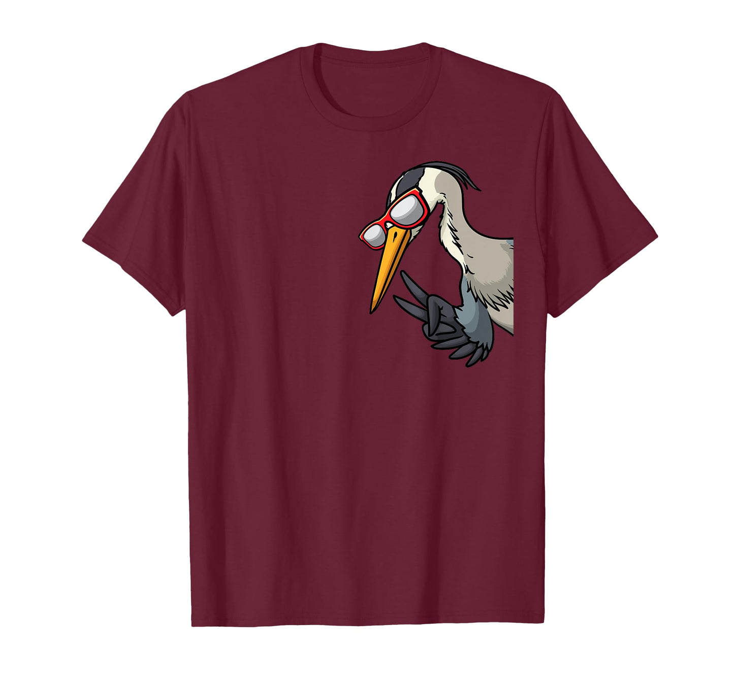 Great Blue Heron Bird With Sunglasses From Side Birder T-Shirt