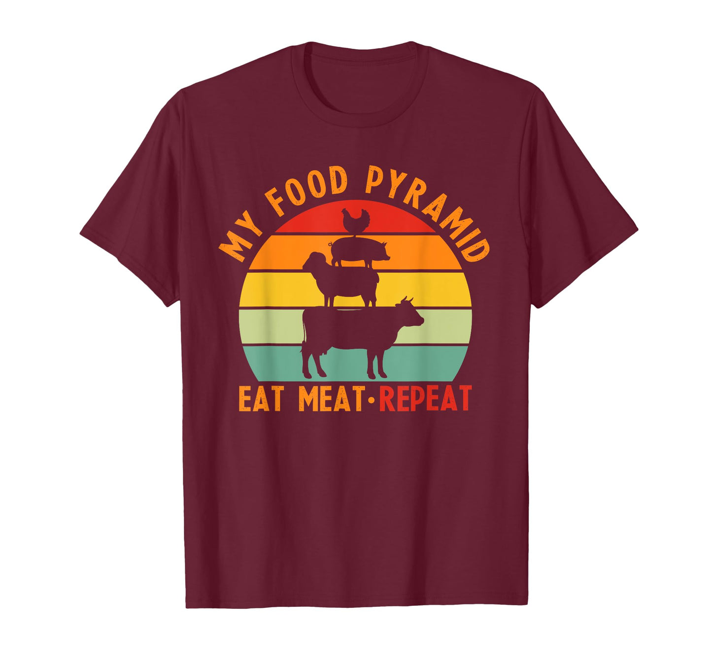 My Pyramid Food Eat Meat Repeat Funny Meat Lovers T-Shirt