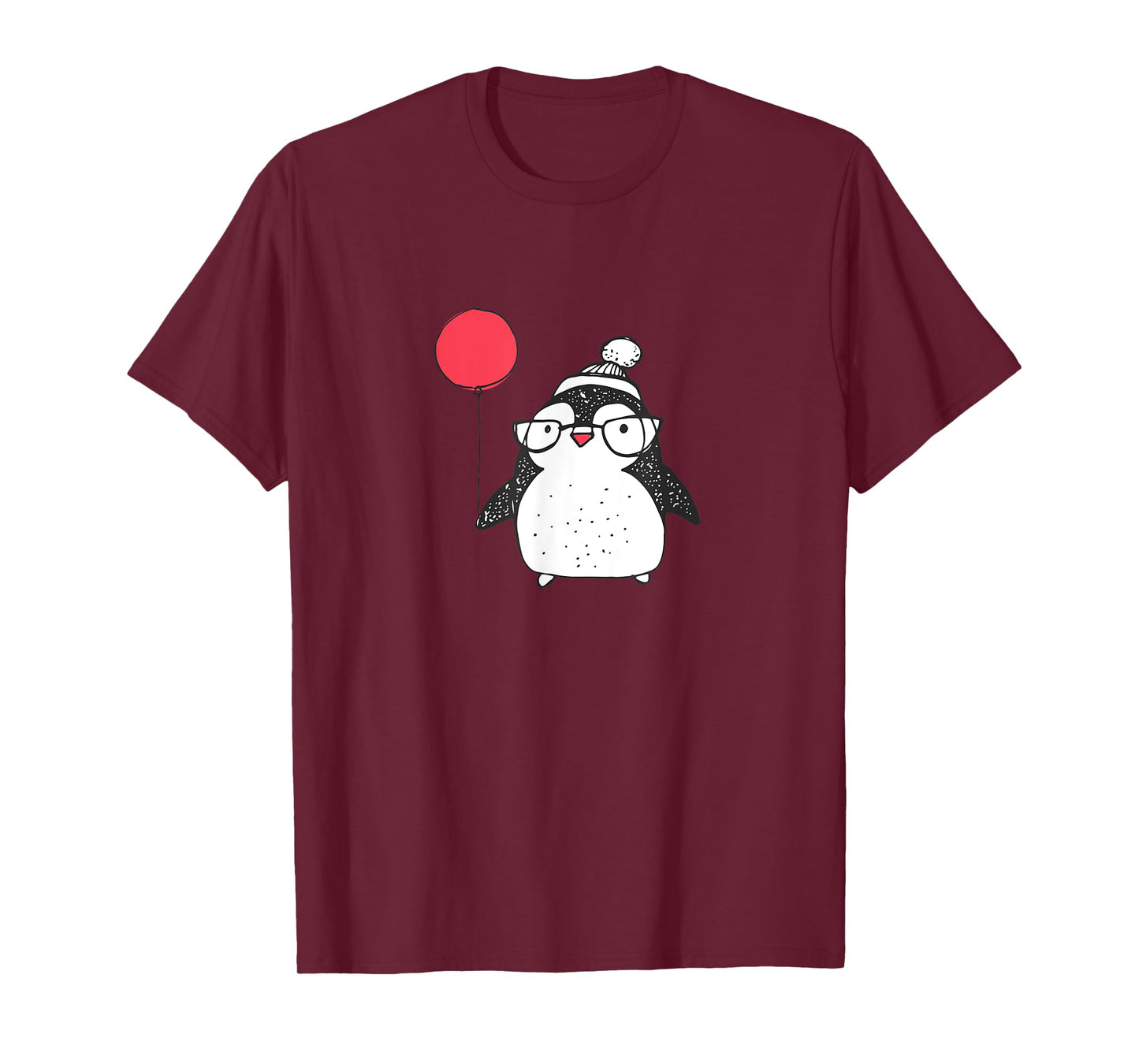 Kids Cute Christmas Baby Penguin Red Balloon Eyeglasses T-Shirt