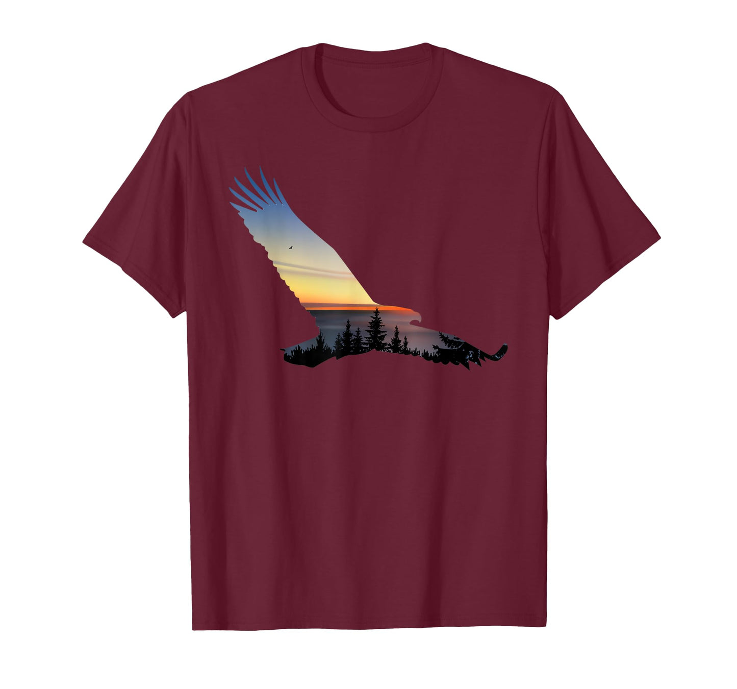 Lovely Flying Eagle Trippy Forest Sky Silhouette T-Shirt
