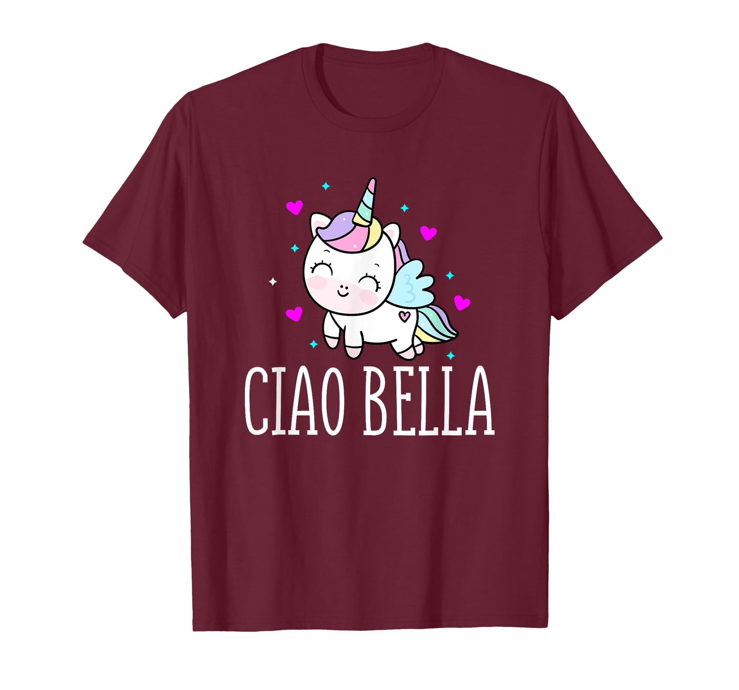 Funny Ciao Bella Heart Unicorn Italy Expression T-Shirt