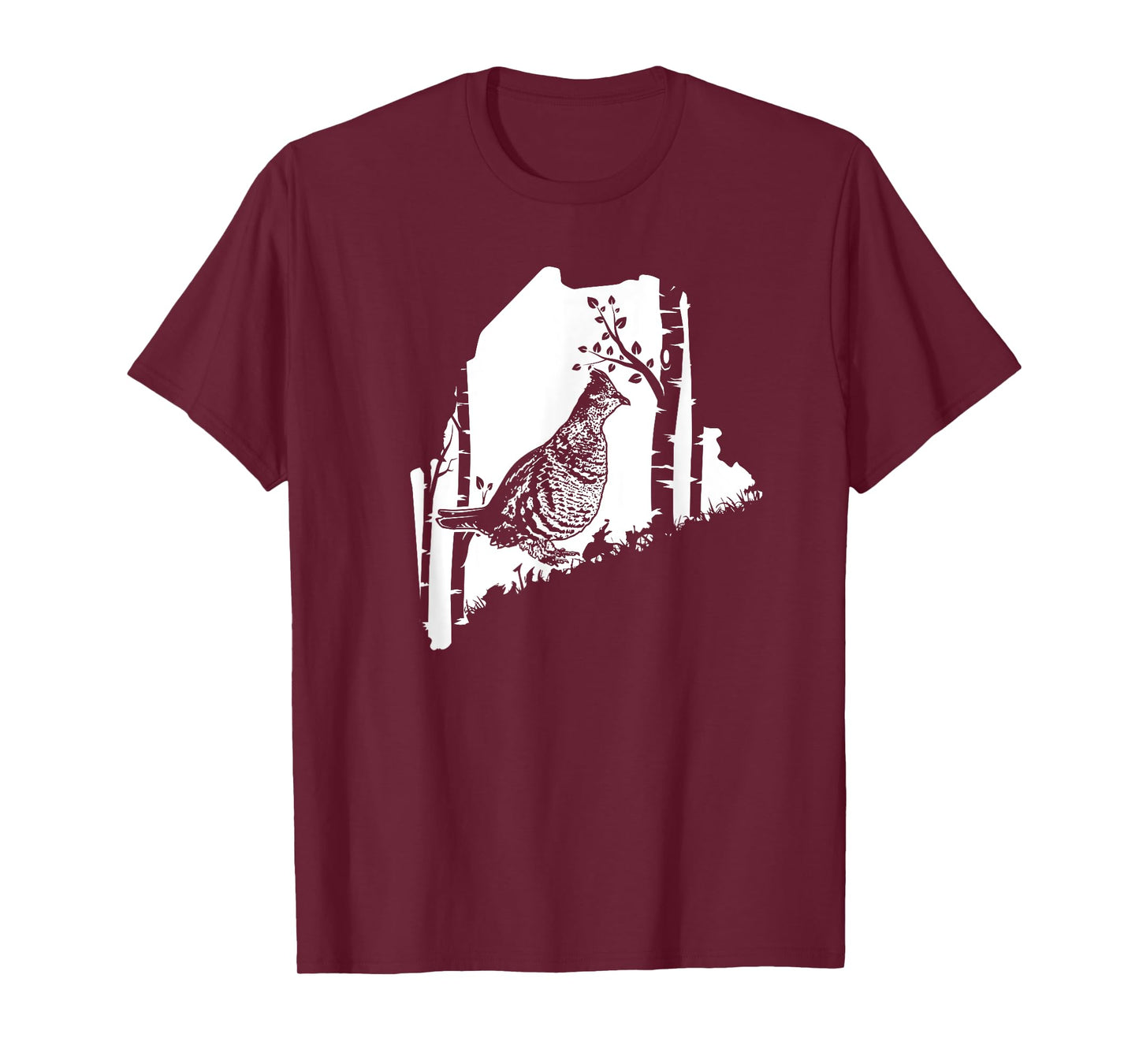 Hunting Partridge Grouse- Maine map Bird Hunter T-Shirt