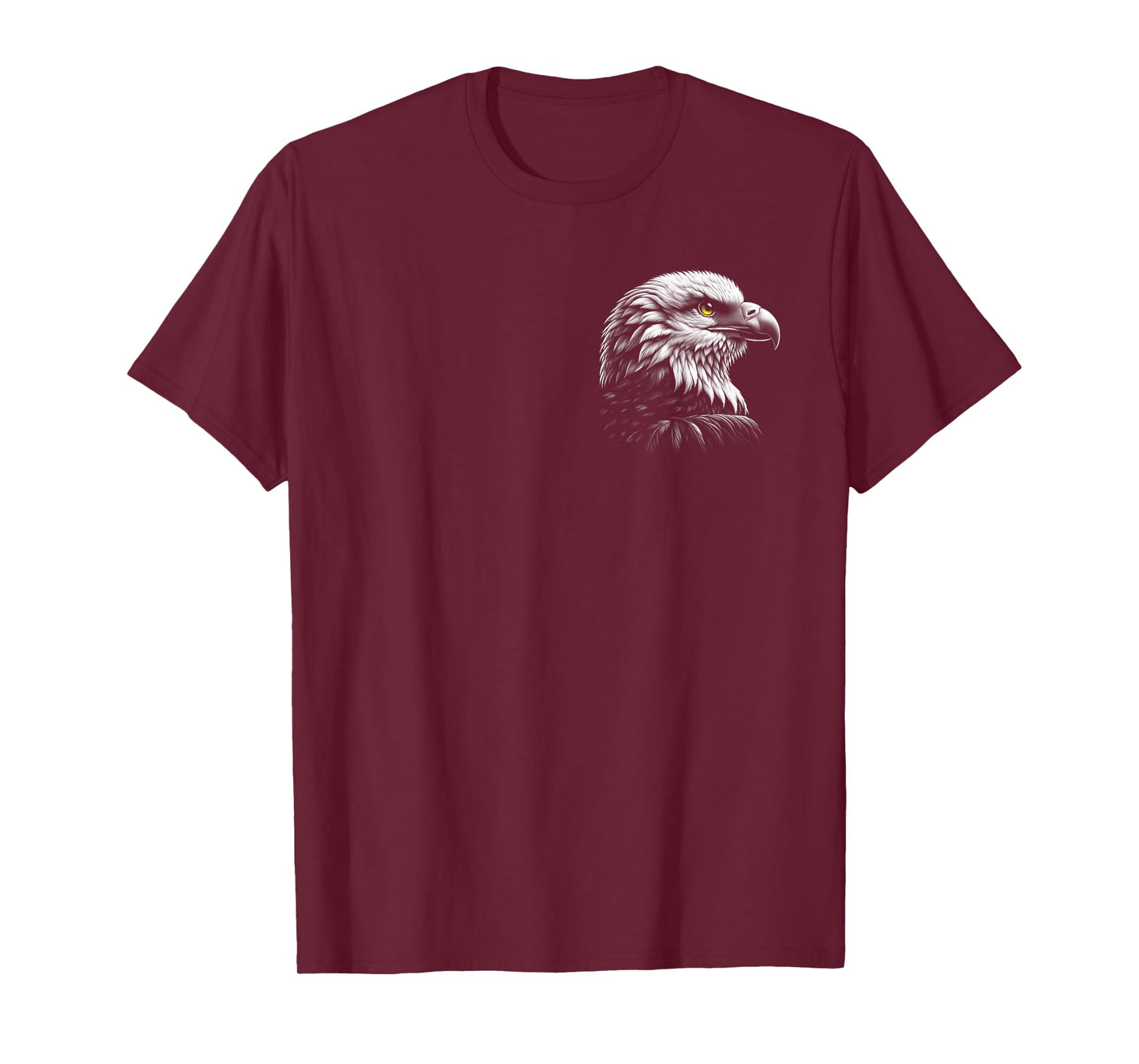 Cool Eagle with Yellow Eyes in Drawing Style on Chest T-Shirt