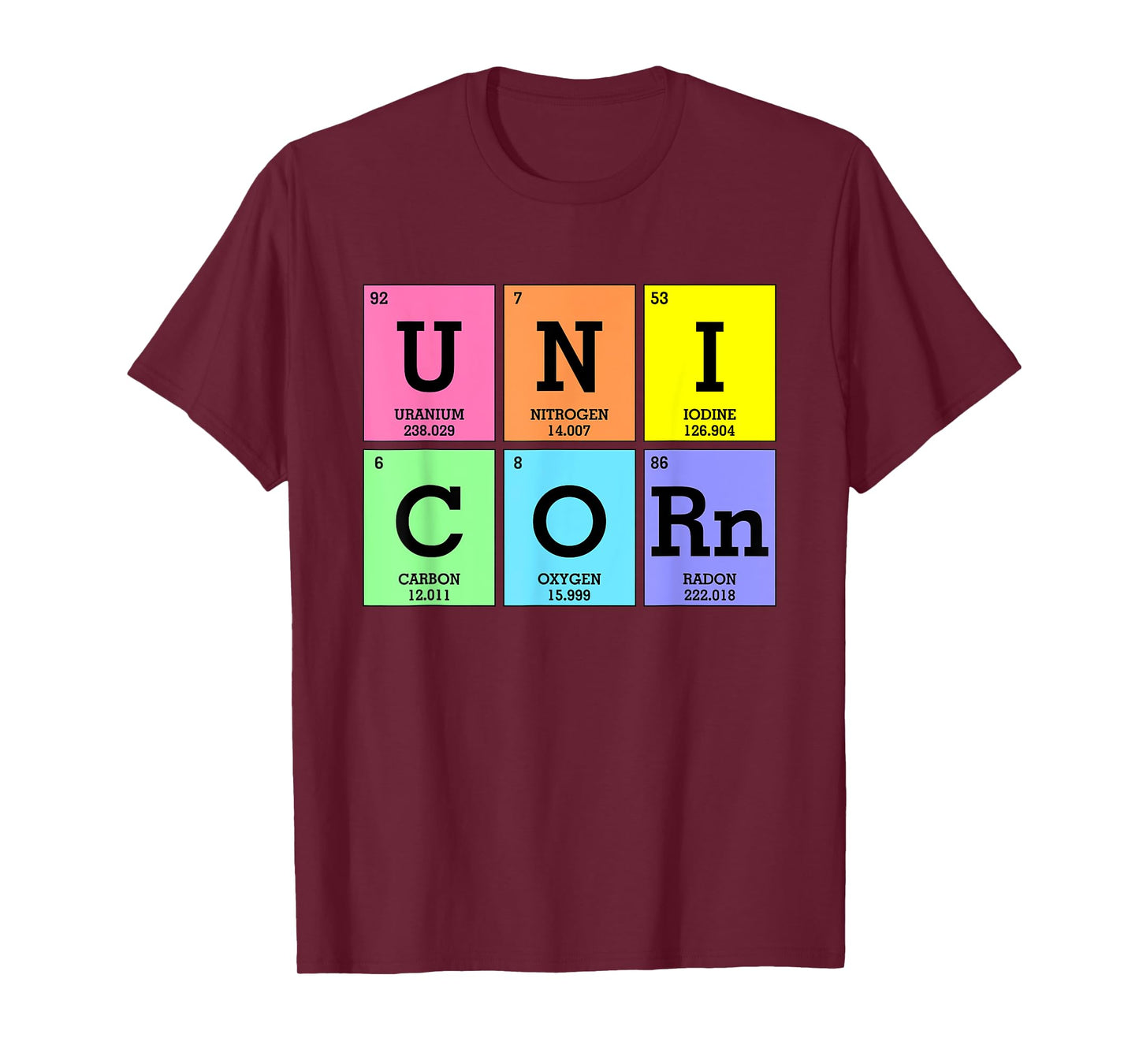 Cute Periodic Table of Elements Unicorn Rainbow Girl Kids T-Shirt