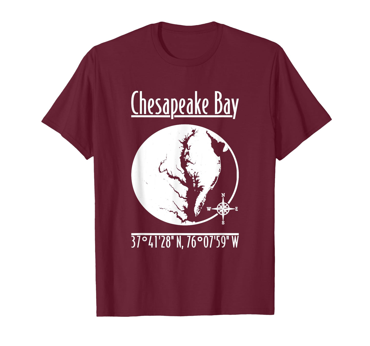 Designed by GeoGearCo Modern Chesapeake Bay Nature T-Shirt, Men's Unisex-Adults, Short Sleeve, Black, Small