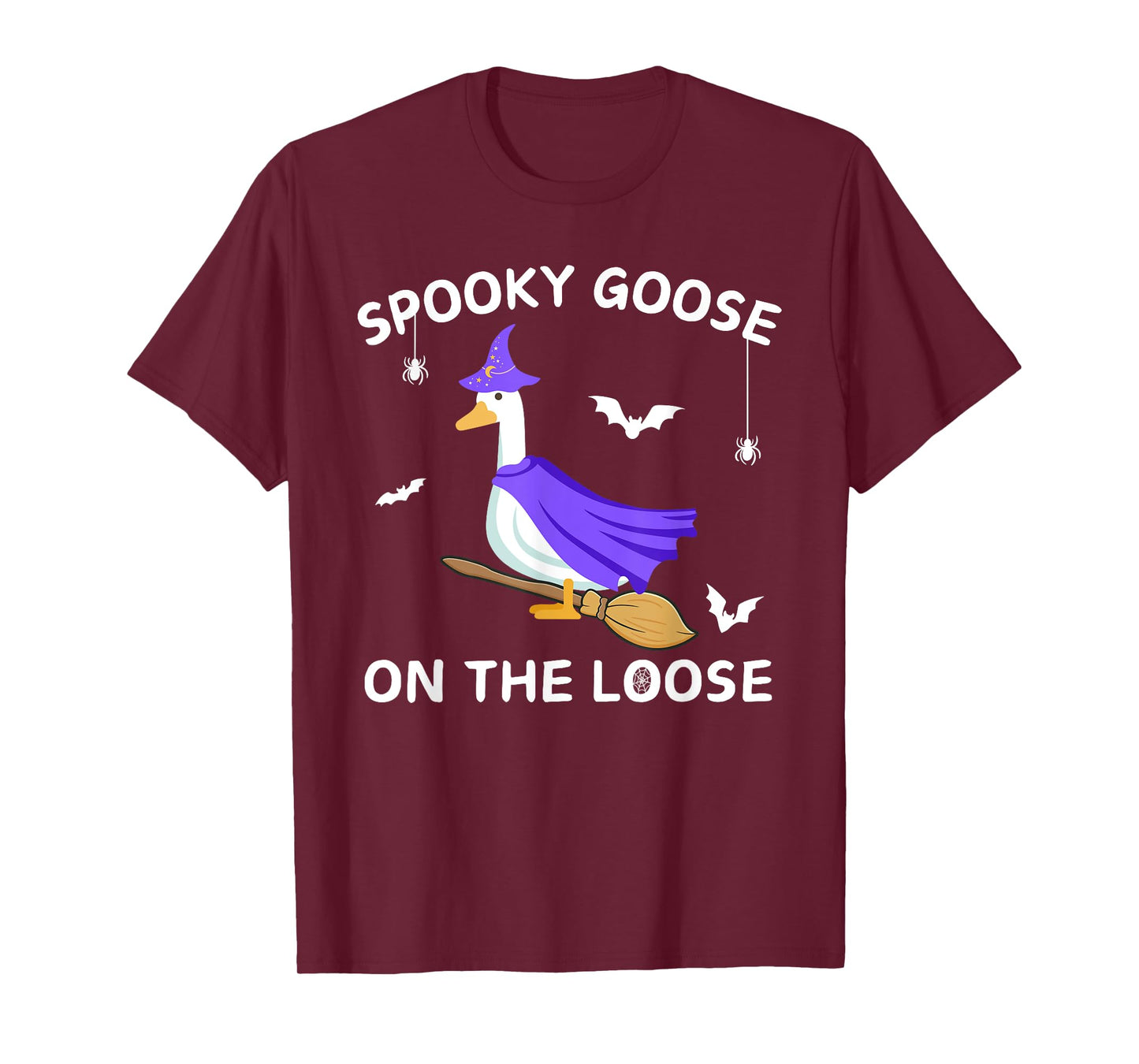 Spooky Goose On The Loose Witch Silly Goose Animal Halloween T-Shirt