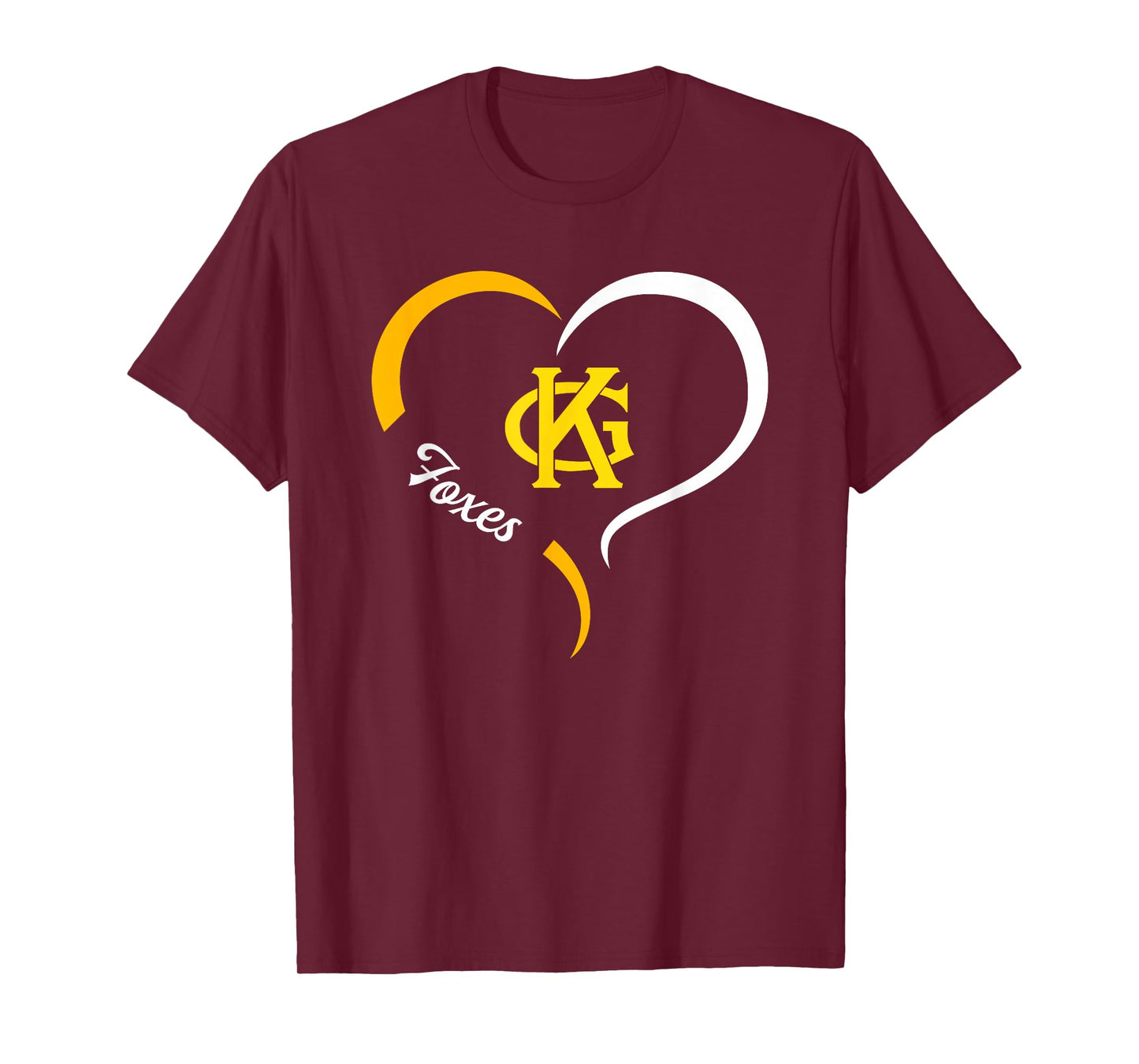 King George Foxes Logo Half Heart Slogan HS T-Shirt