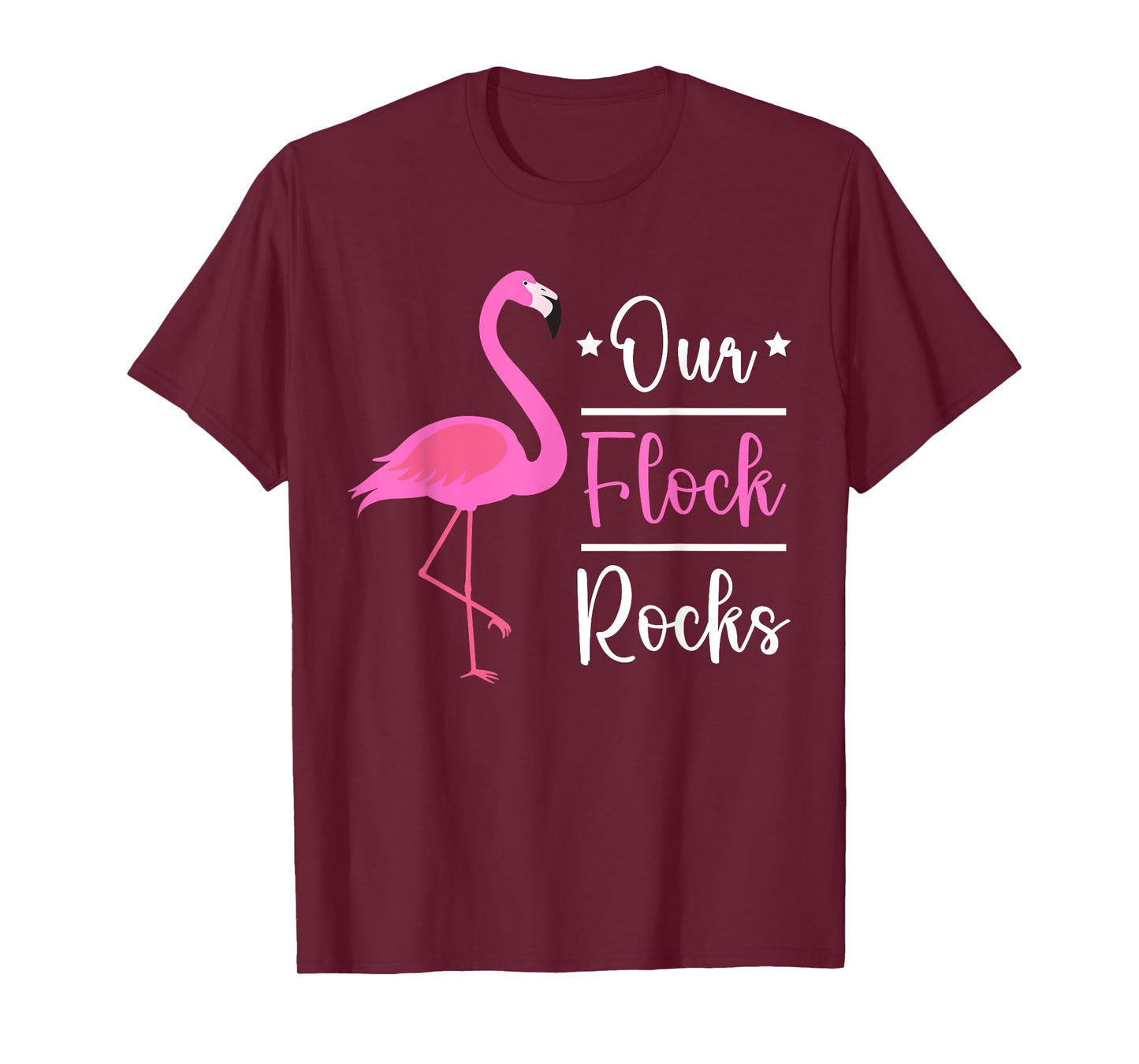 Our Flock Rocks Flamingo Funny T-Shirt