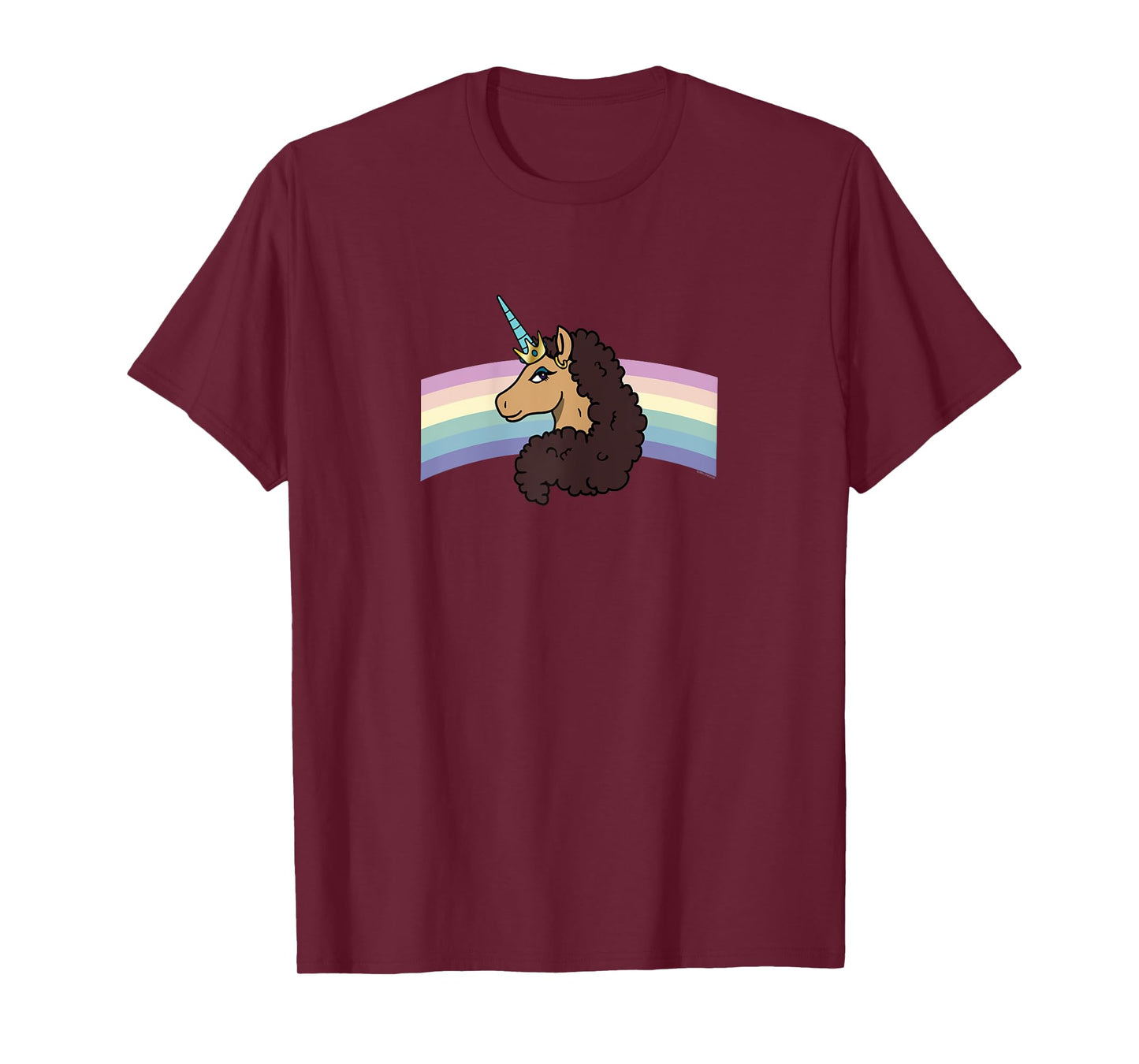 Afro Unicorn Divine Side View Rainbow Portrait T-Shirt