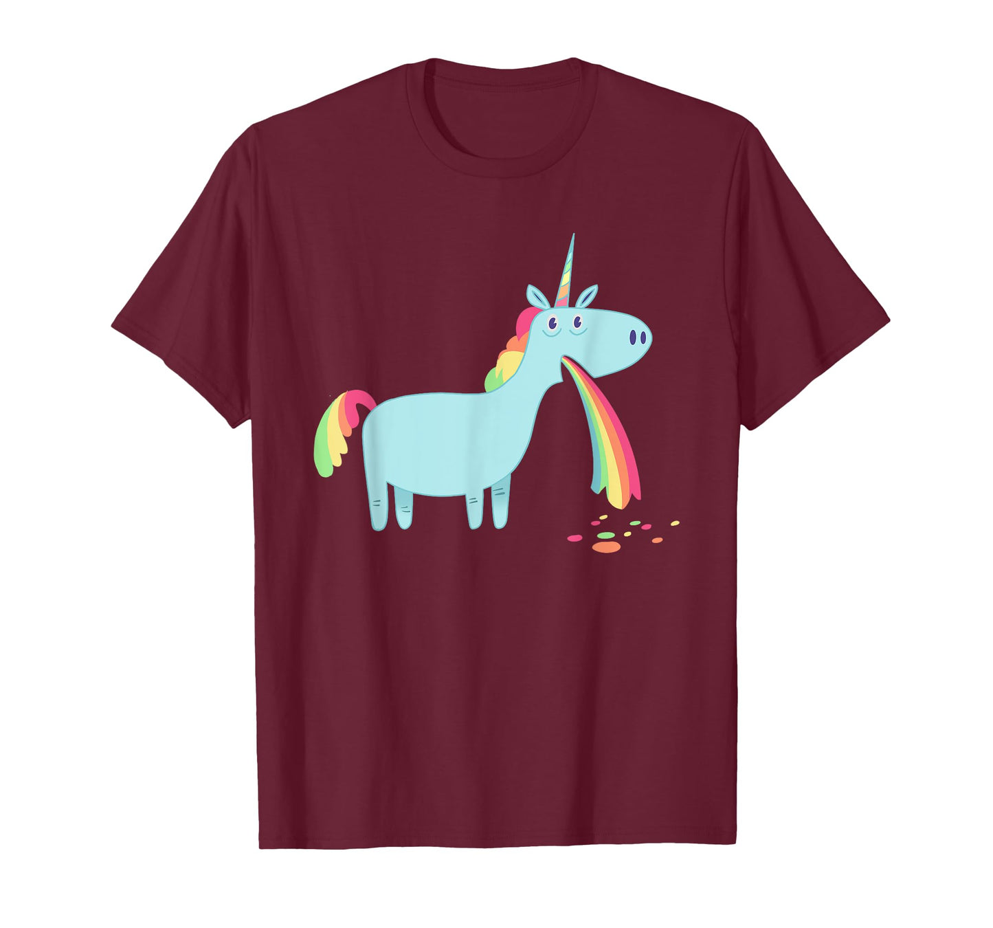 Unicorn vomiting rainbow spew graphic t-shirt T-Shirt