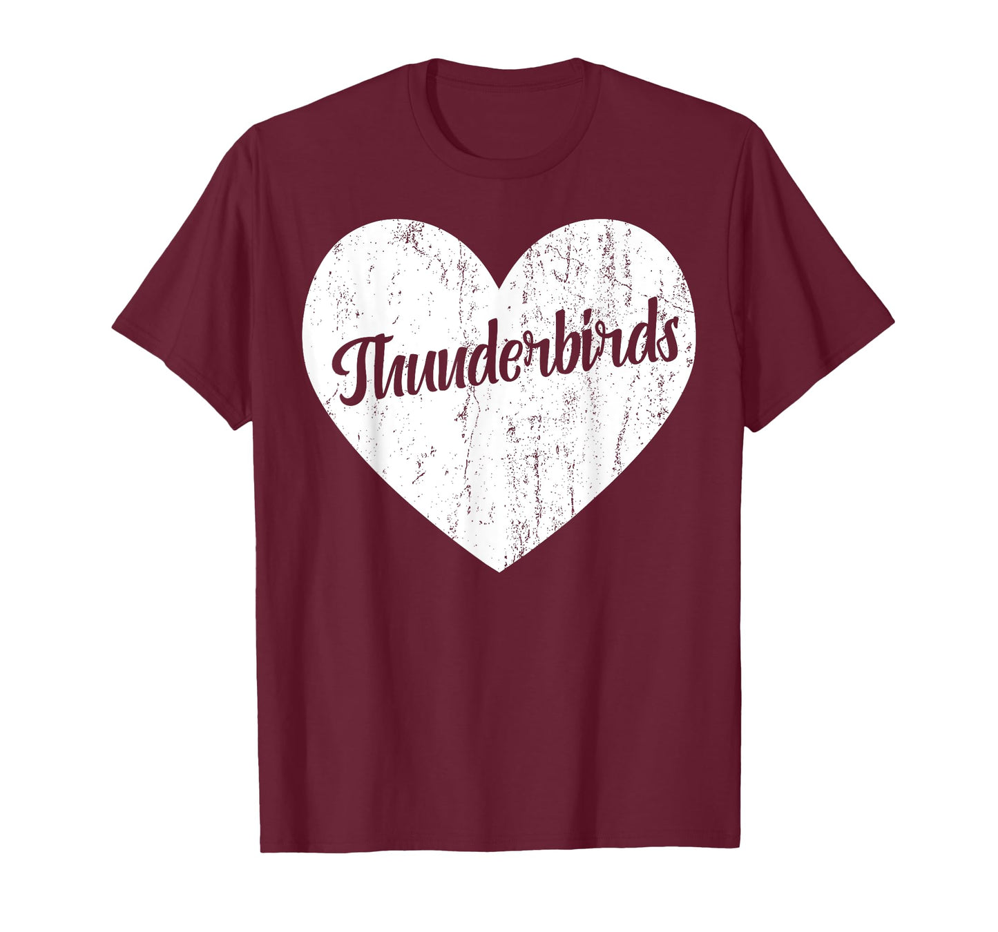 Thunderbirds School Sports Fan Team Spirit Mascot Heart Gift T-Shirt