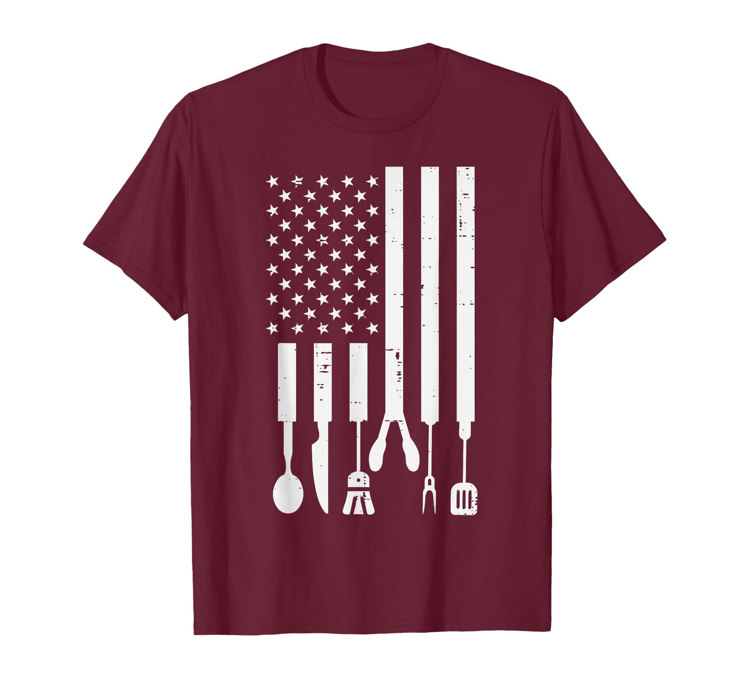 White US Flag Bbq Tools Vintage Grilling Smoking Patriotic T-Shirt