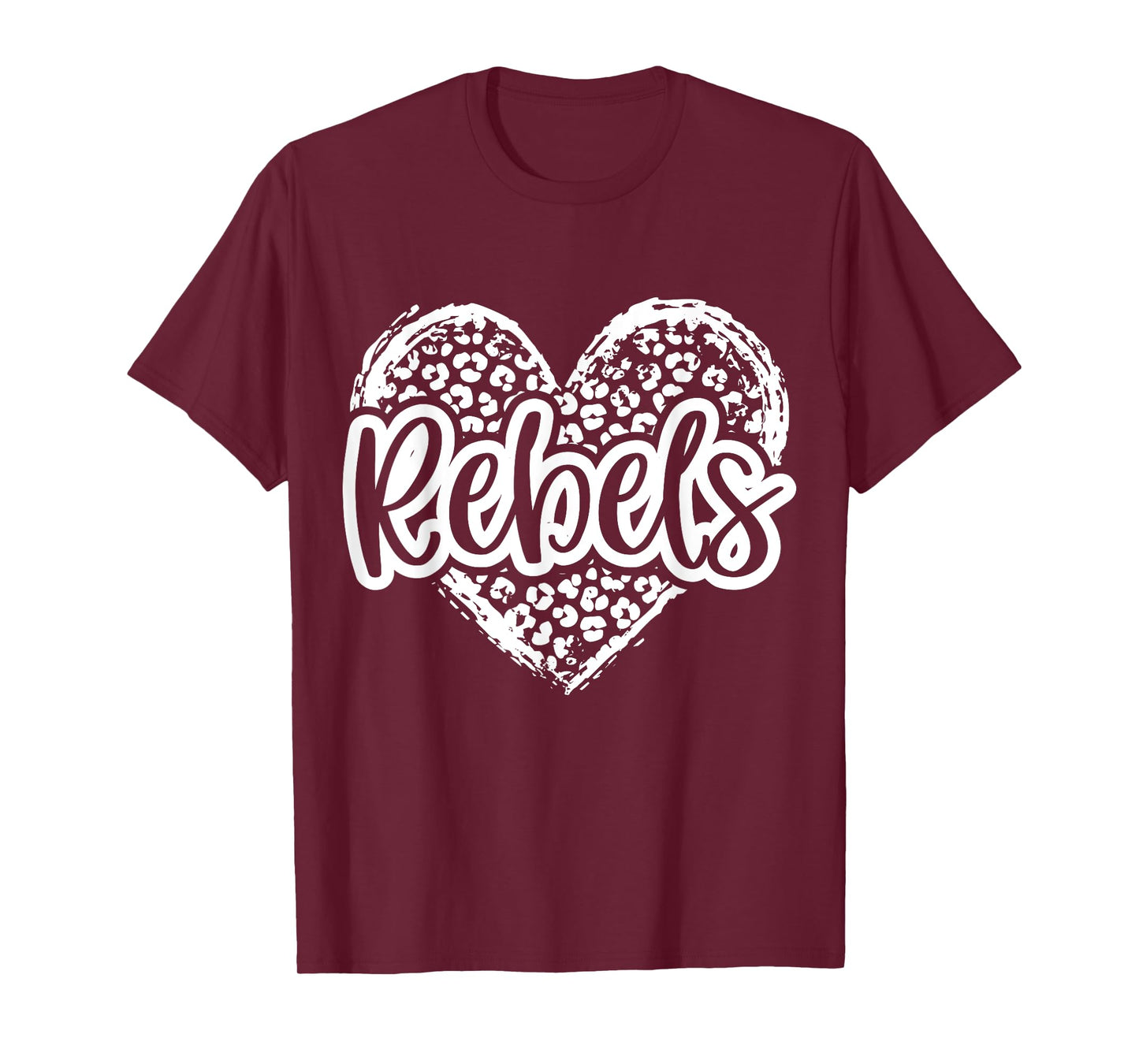 Leopard Cheetah Heart REBELS School Spirit Top Distressed T-Shirt
