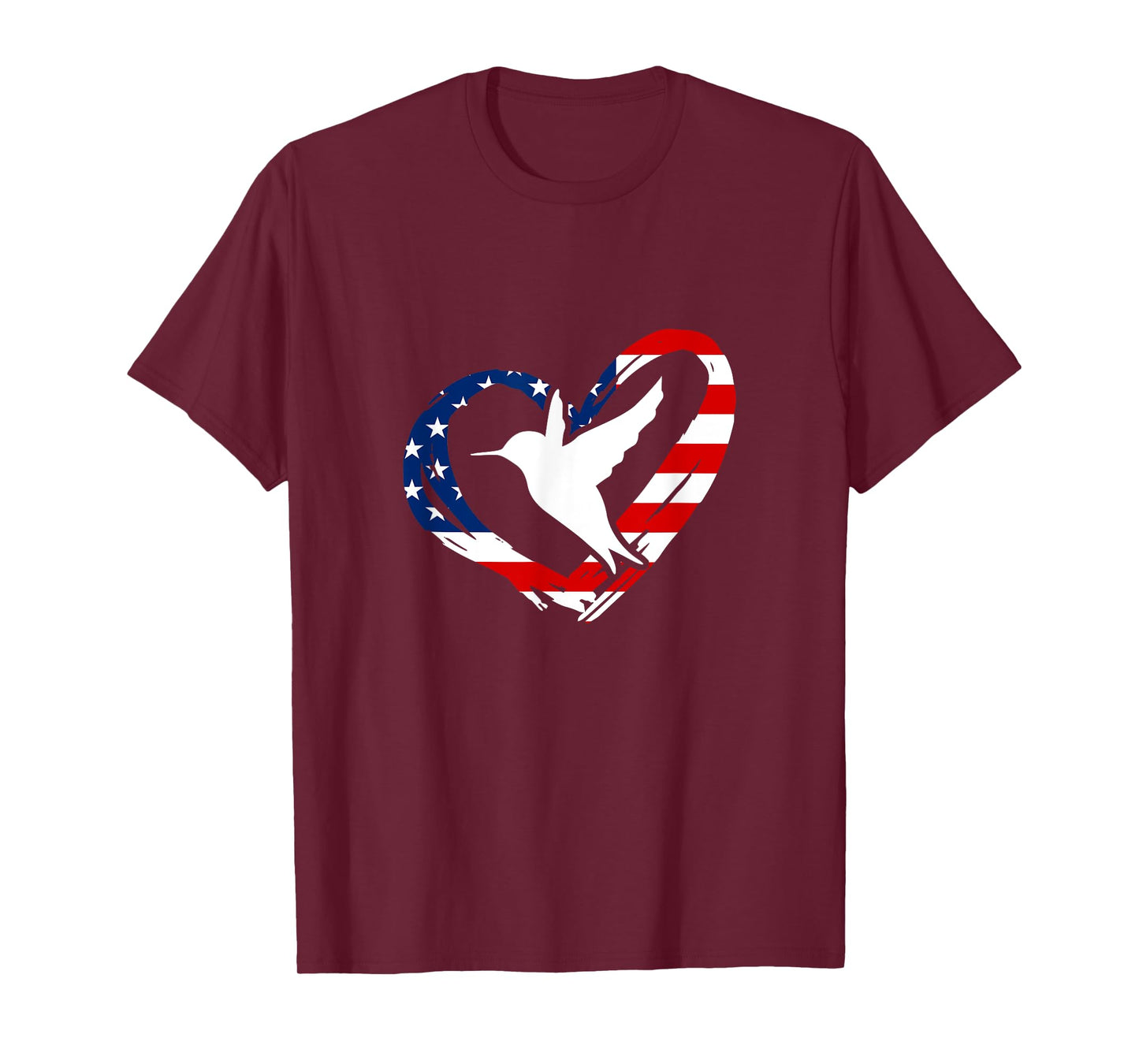 Hummingbird American Flag Heart USA 4th Of July T-Shirt