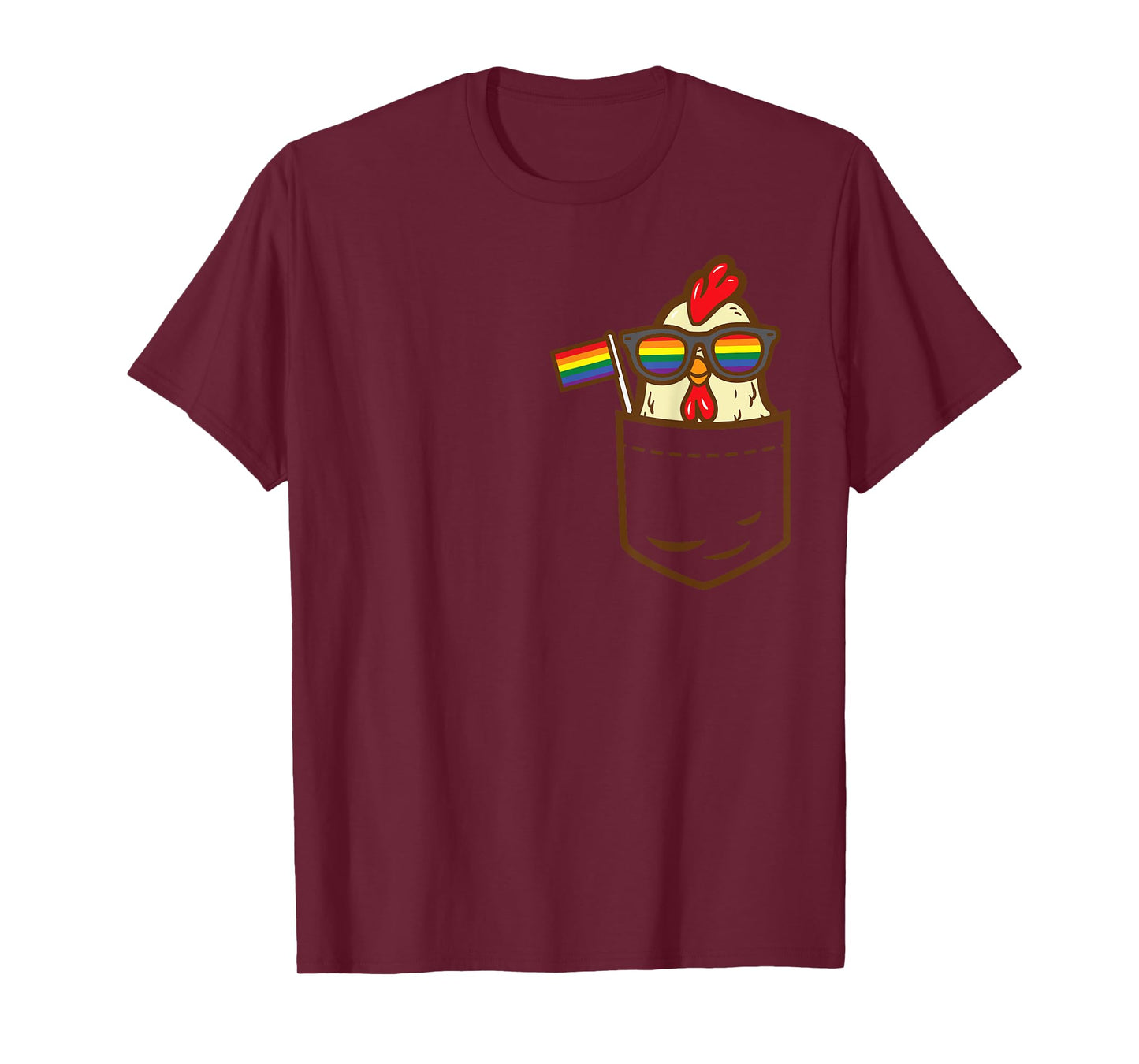 Chicken Animal Pocket Farm LGBTQ Rainbow Flag Gay Pride Ally T-Shirt