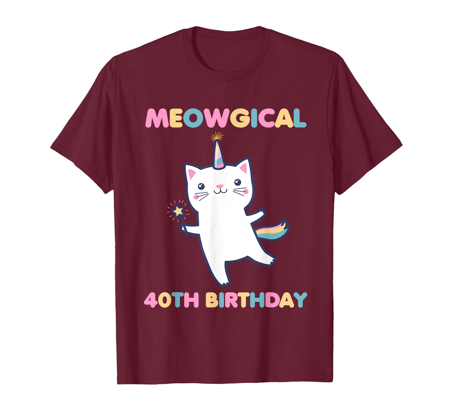 Meowgical 40th Birthday Kitty 40 Year Old Funny Cat Lover T-Shirt