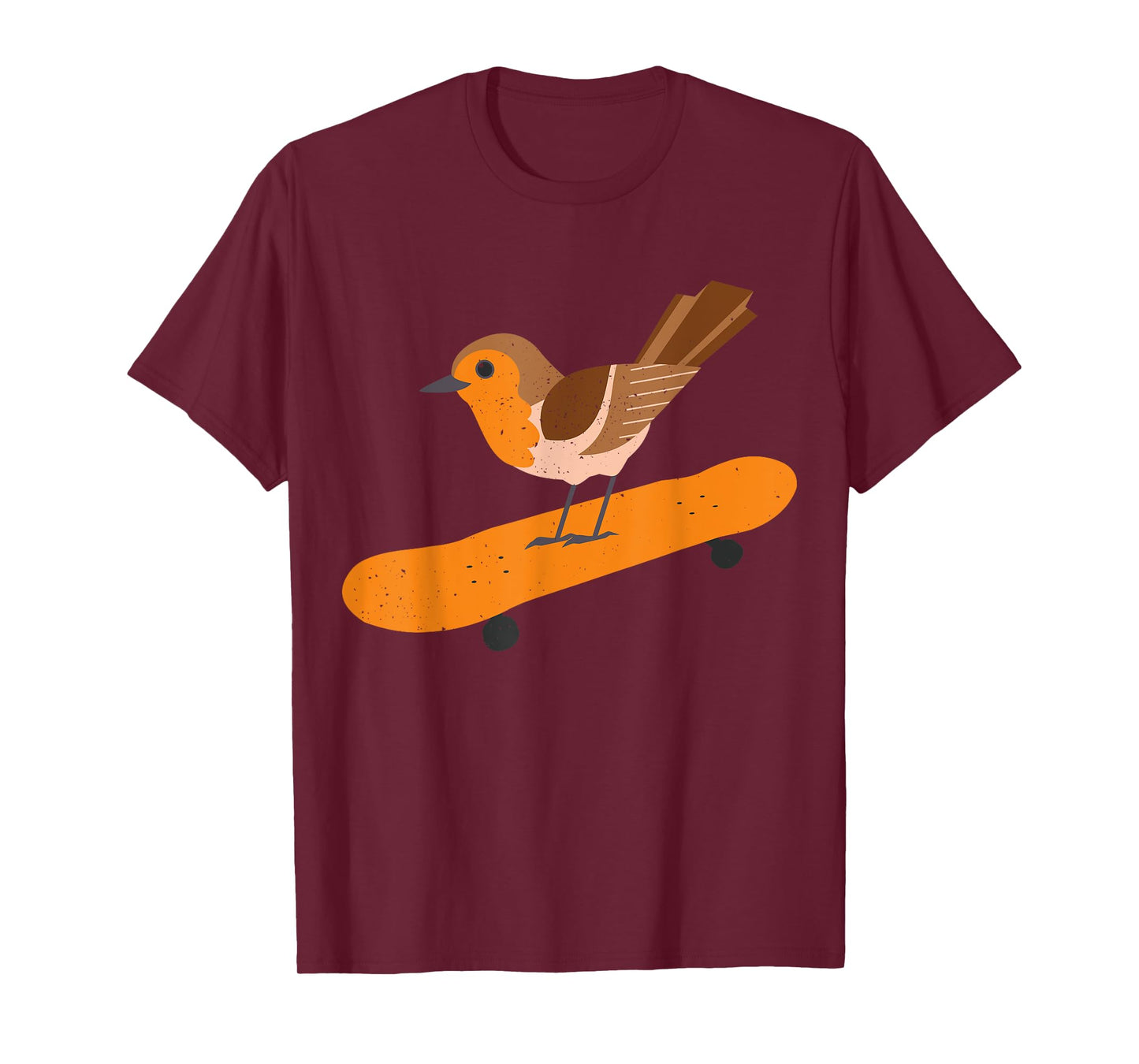 Skating robin bird skateboard ornithologist gift T-Shirt