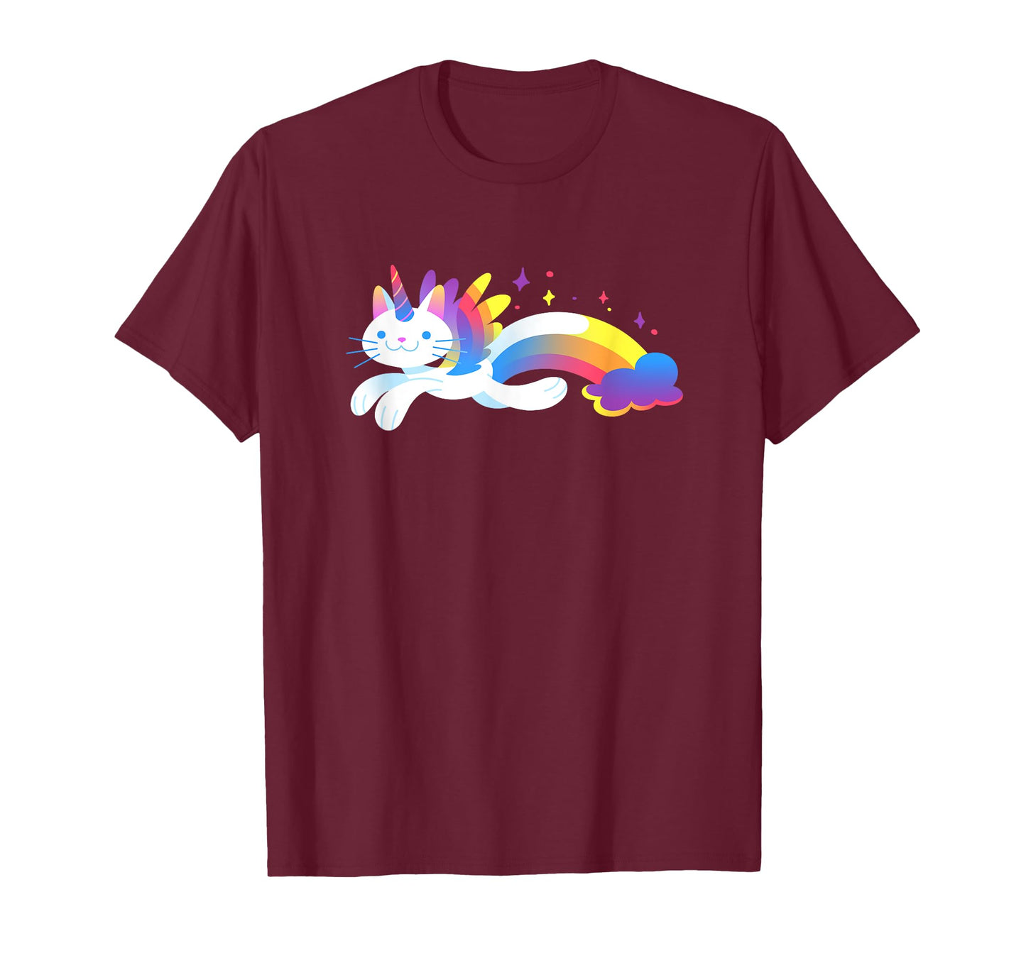 Unicorn Kitty Rainbow T-Shirt - Flying Unicat Caticorn T-Shirt for Men Women Girls Kids