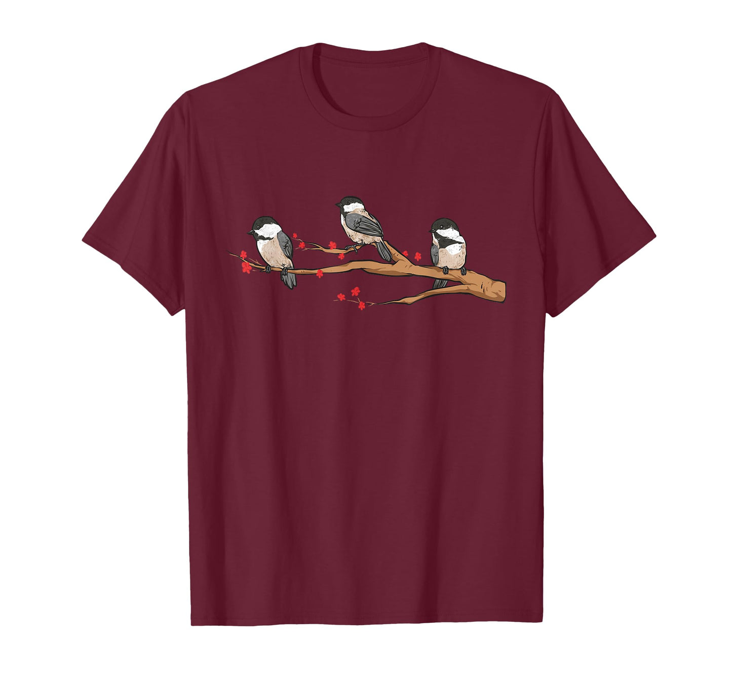 Chickadee Bird Chickadees On Branch Birding T-Shirt