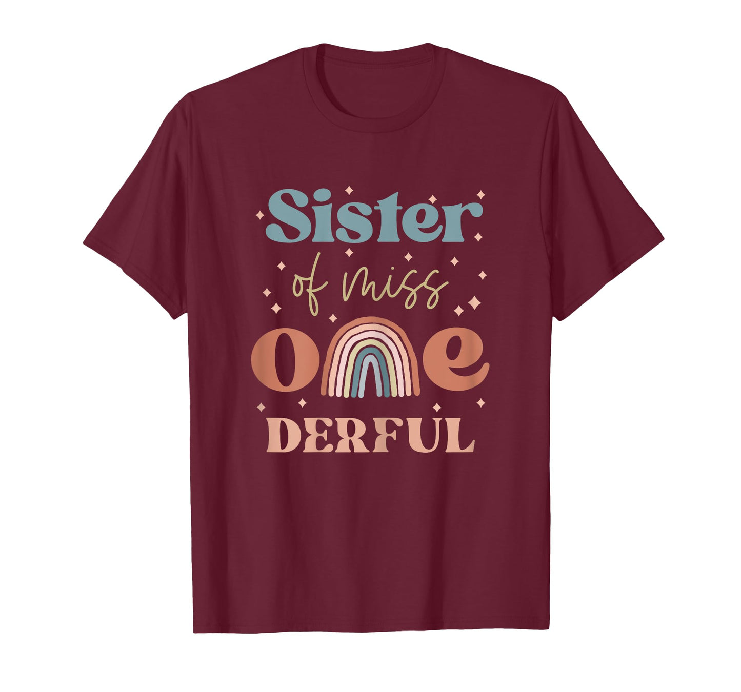 Sister of Miss Onederful Boho Rainbow First Birthday T-Shirt