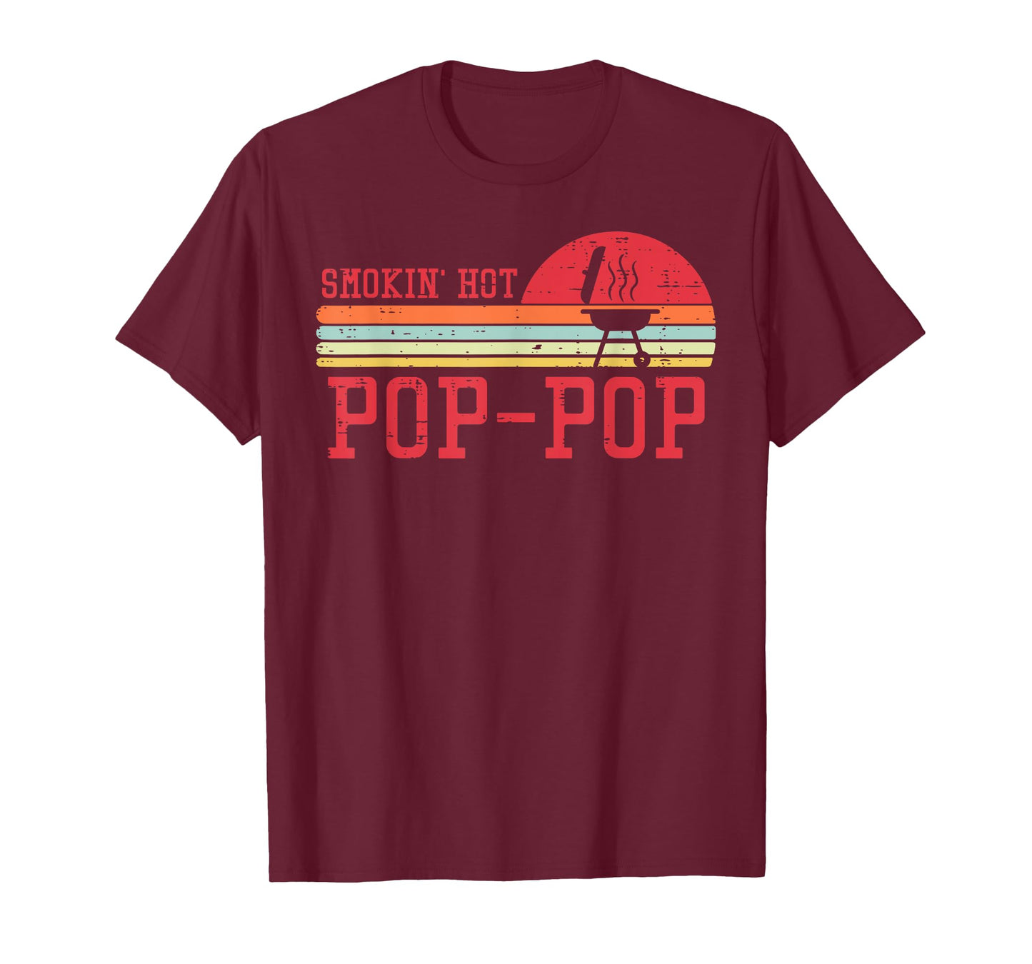 Smokin Hot Pop-pop Chest Sunset Retro Grill Bbq Granpa Men T-Shirt