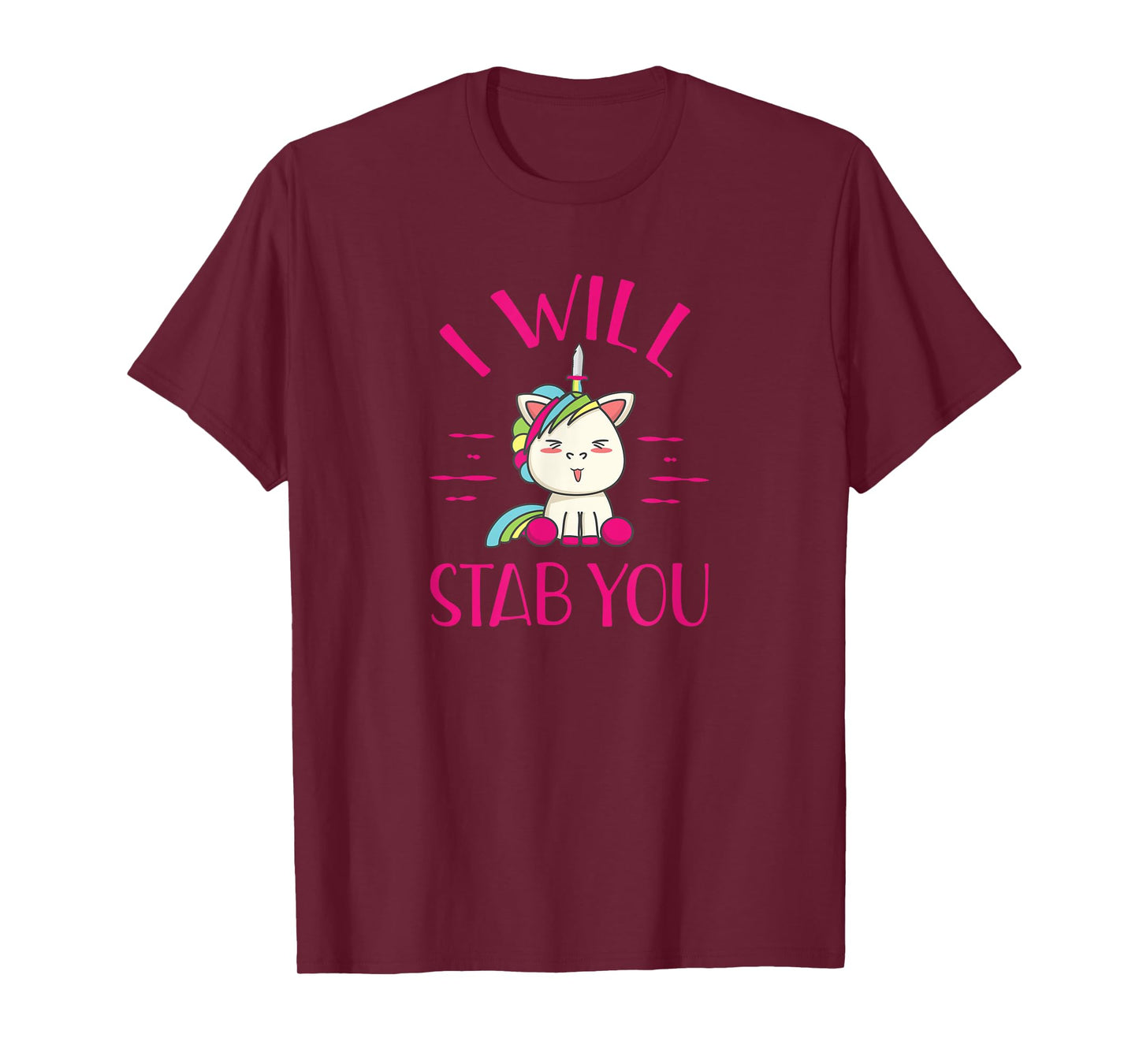Evil Unicorn I Will Stab You Funny Novelty Rainbow T Shirt T-Shirt